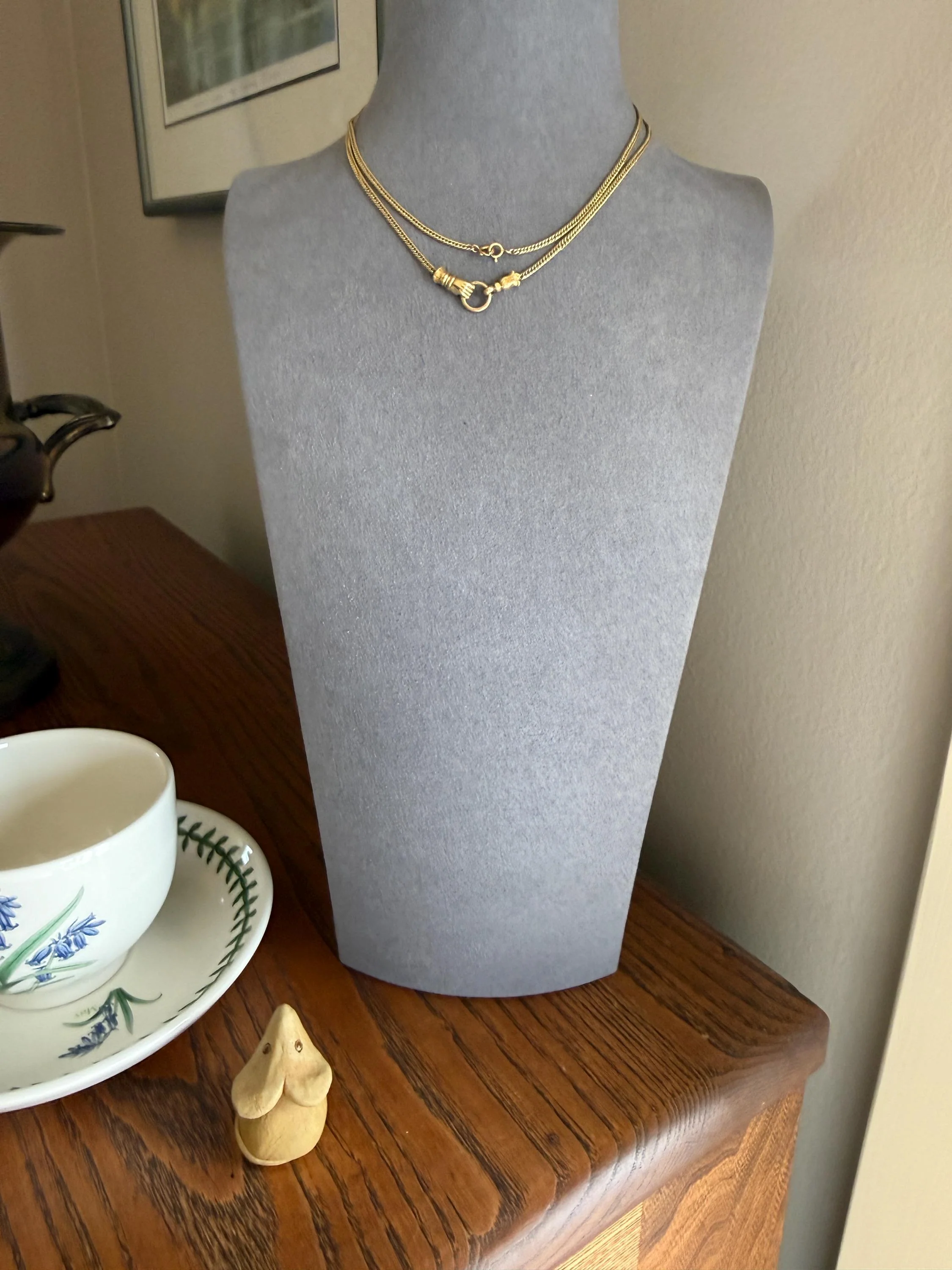 FIST Antique VICTORIAN Necklace Pendant Holder 11.2g 14k Pale Gold Solid Figural Curb Chain Hand - Image 4