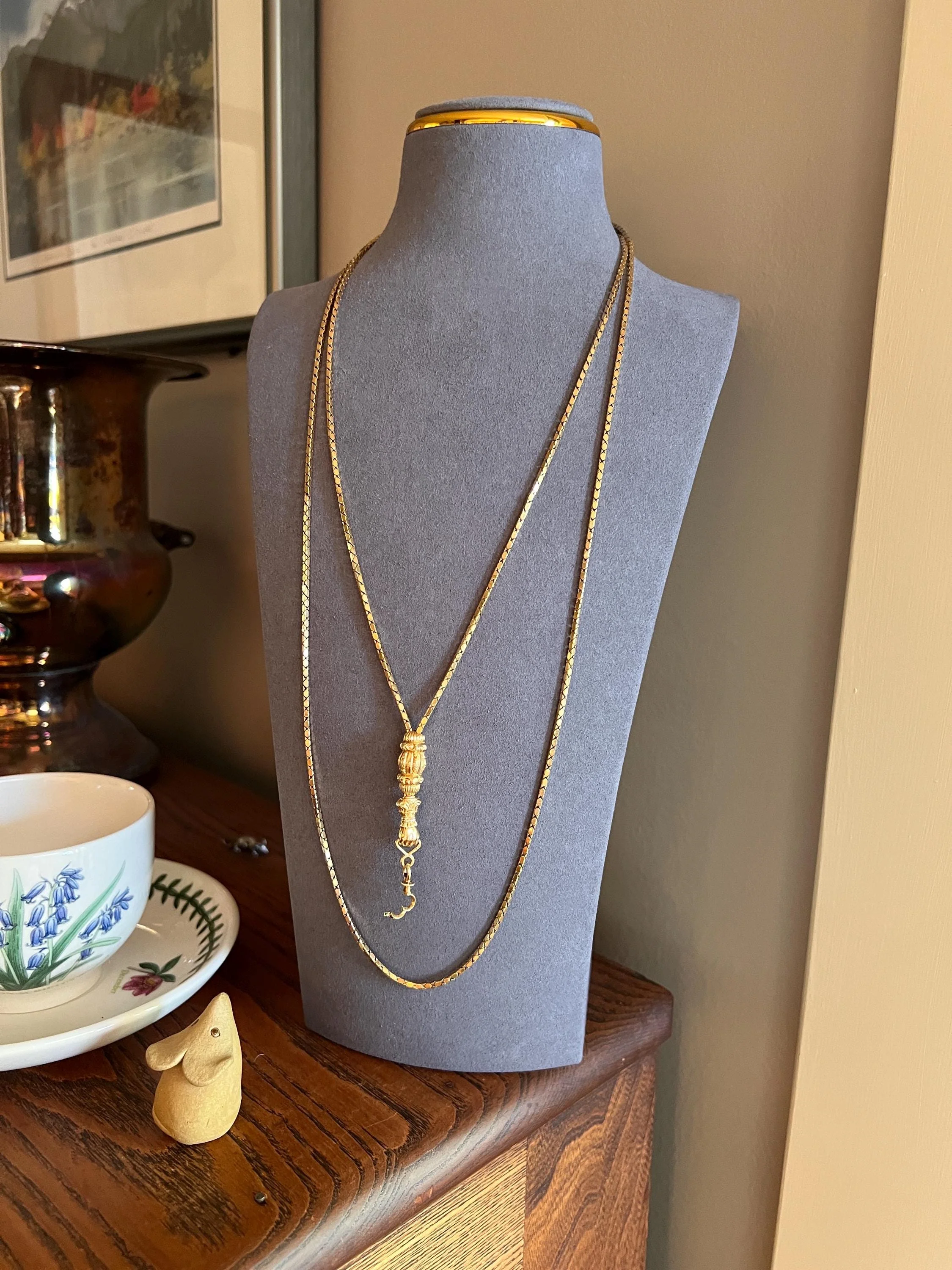FIST French Antique VICTORIAN Necklace Pendant Holder 27.5g 18k Gold Figural Chain Slide Hand - Image 4