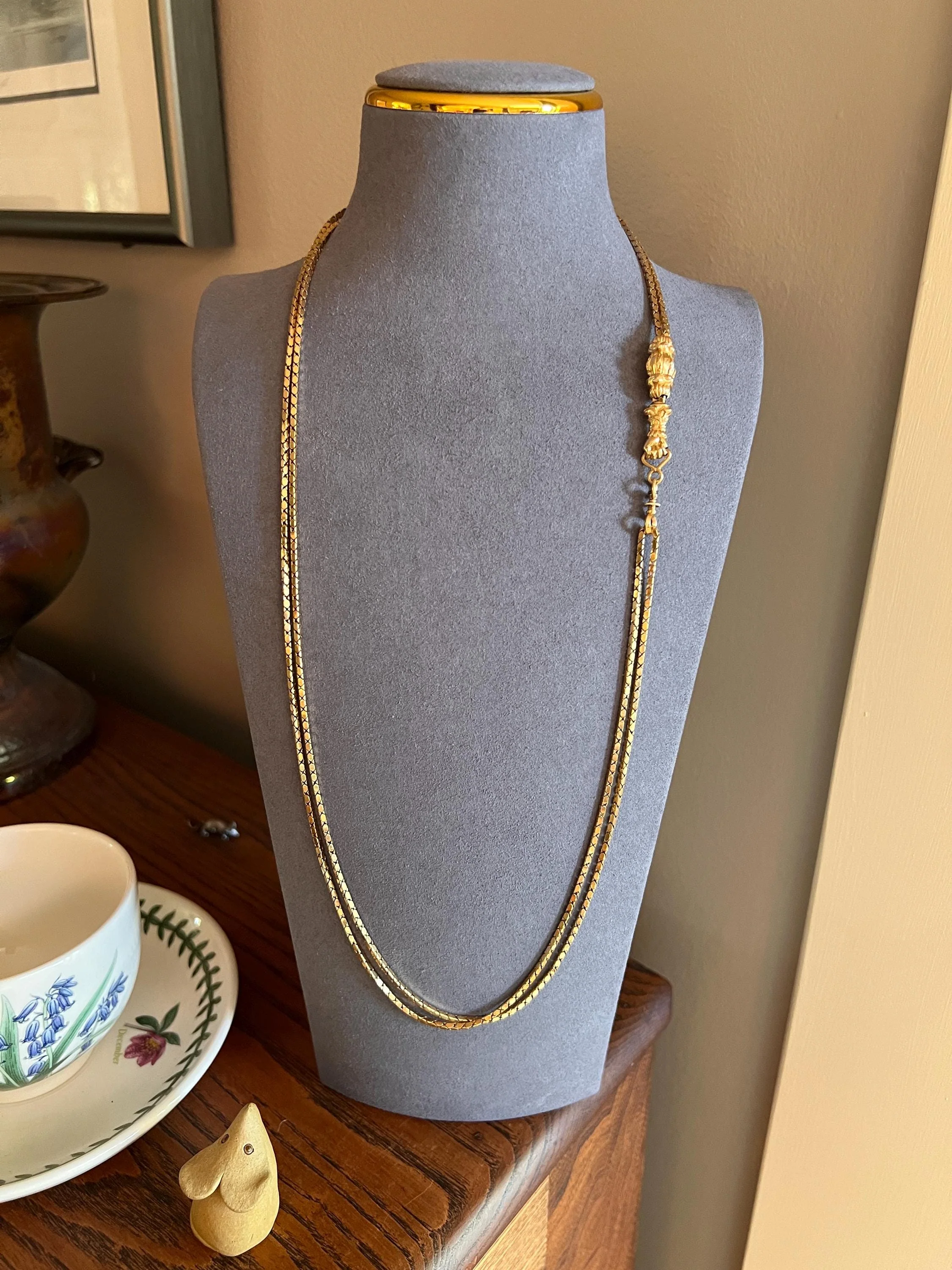 FIST French Antique VICTORIAN Necklace Pendant Holder 27.5g 18k Gold Figural Chain Slide Hand - Image 5