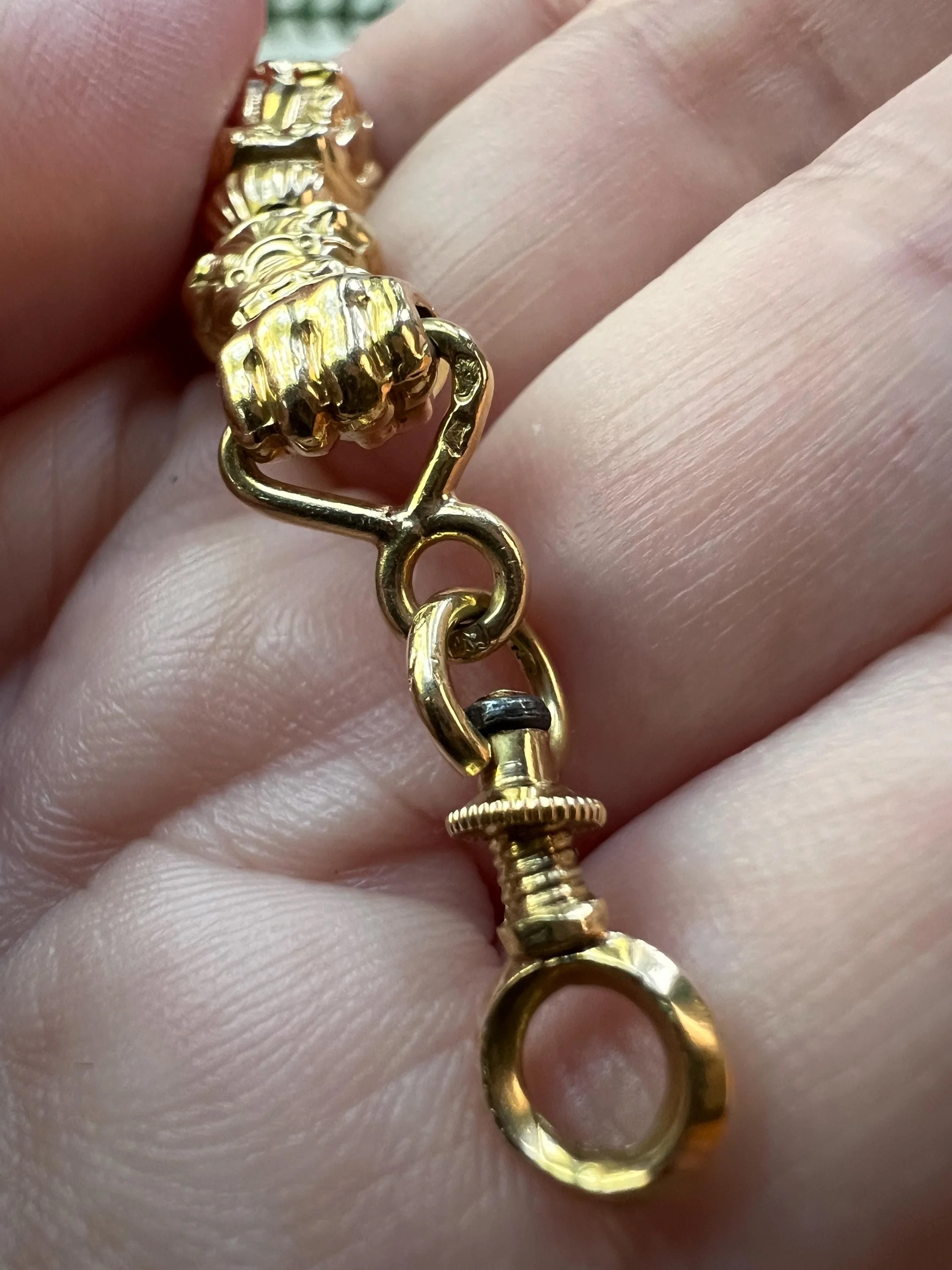 FIST French Antique VICTORIAN Necklace Pendant Holder 27.5g 18k Gold Figural Chain Slide Hand - Image 9