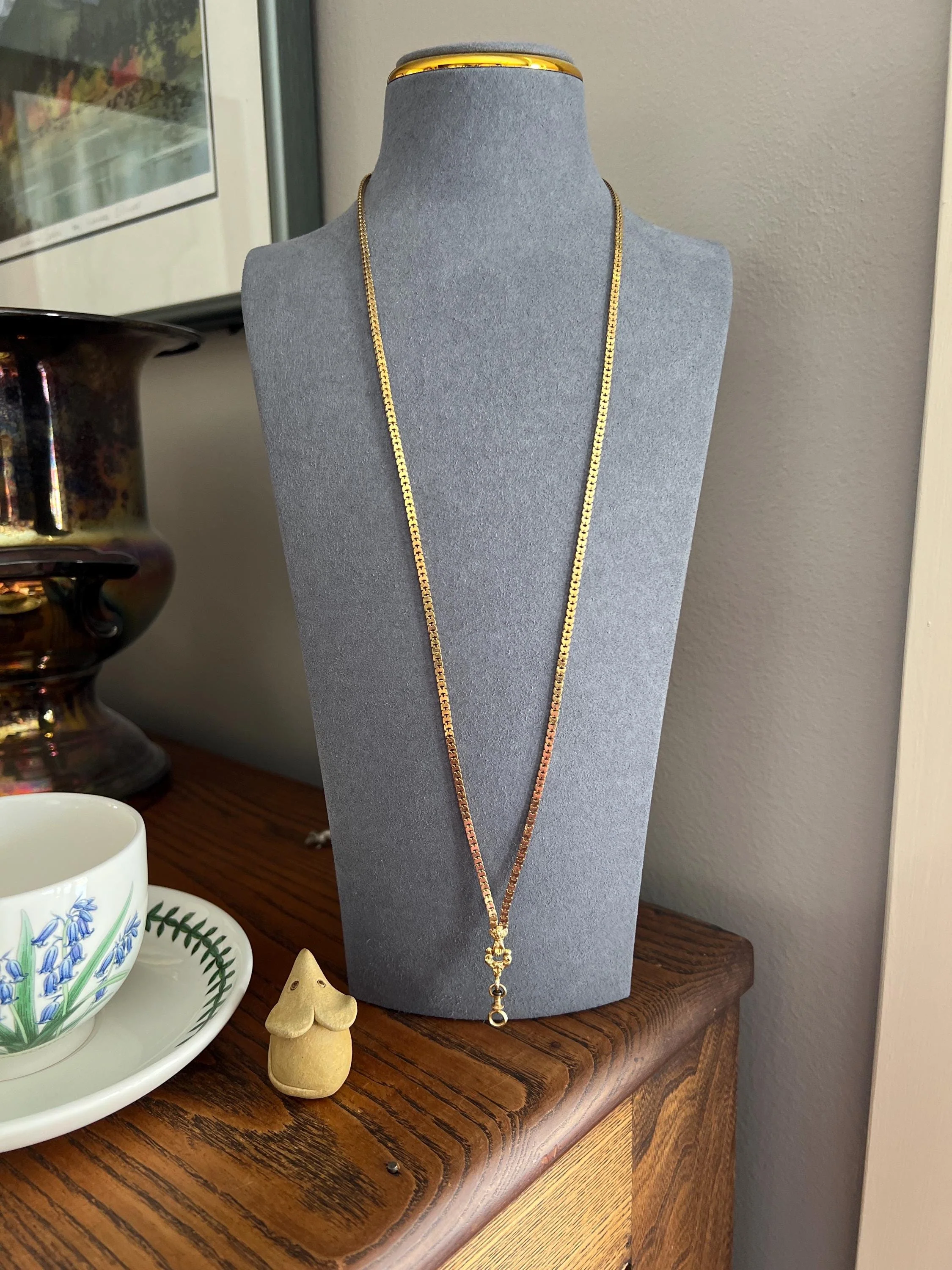 FIST French Antique VICTORIAN Necklace Chain 12g 18k Gold Figural Shimmering Book Link Hand Figa Pendant Holder Dog Clip - Image 10