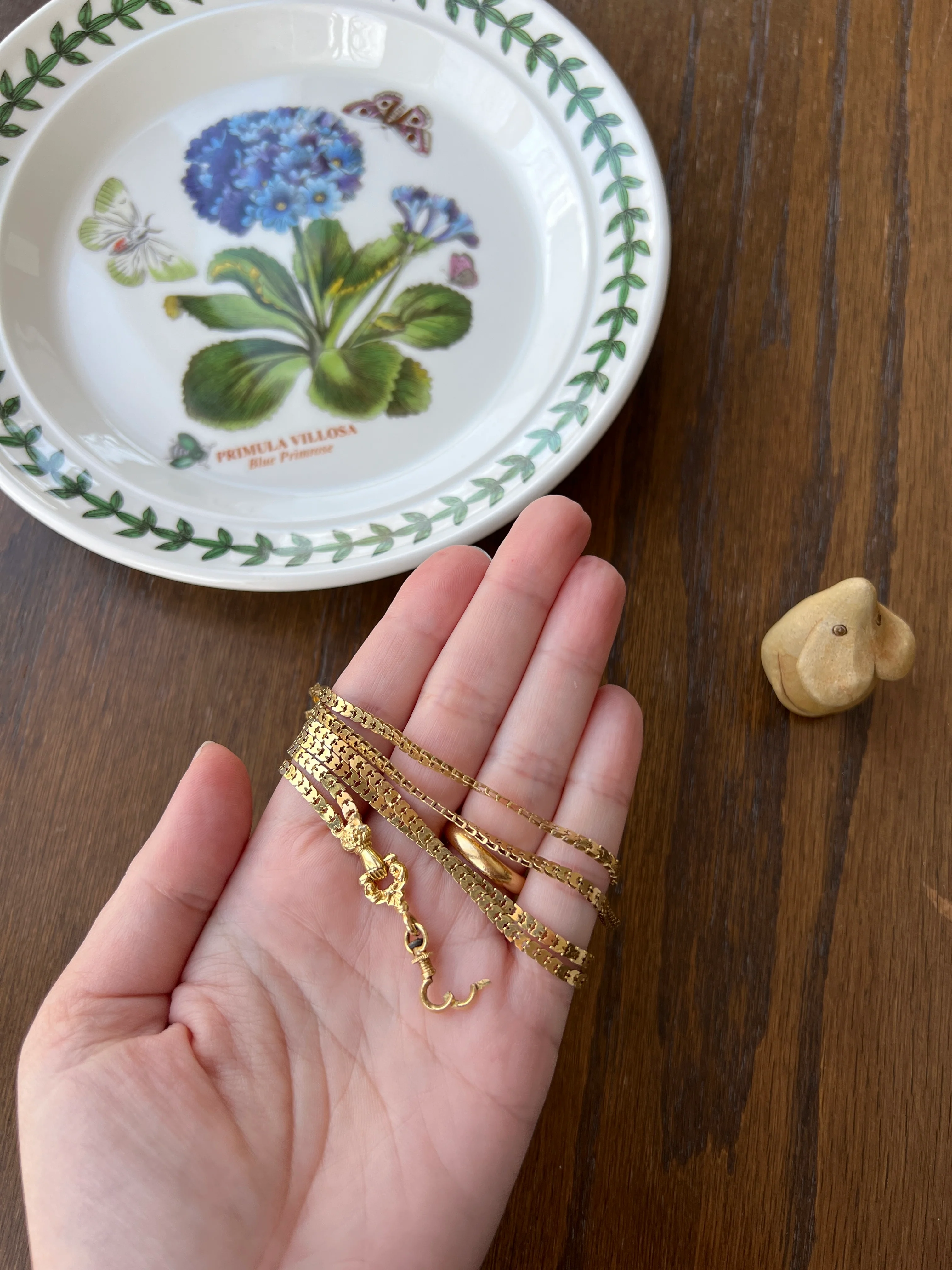 FIST French Antique VICTORIAN Necklace Chain 12g 18k Gold Figural Shimmering Book Link Hand Figa Pendant Holder Dog Clip - Image 21