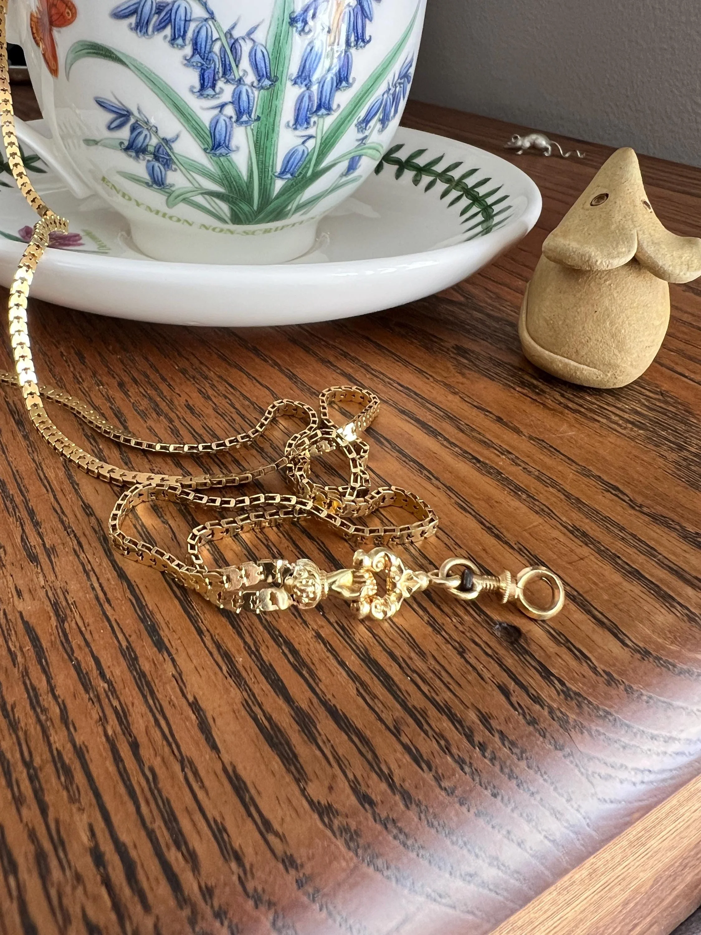 FIST French Antique VICTORIAN Necklace Chain 12g 18k Gold Figural Shimmering Book Link Hand Figa Pendant Holder Dog Clip - Image 3
