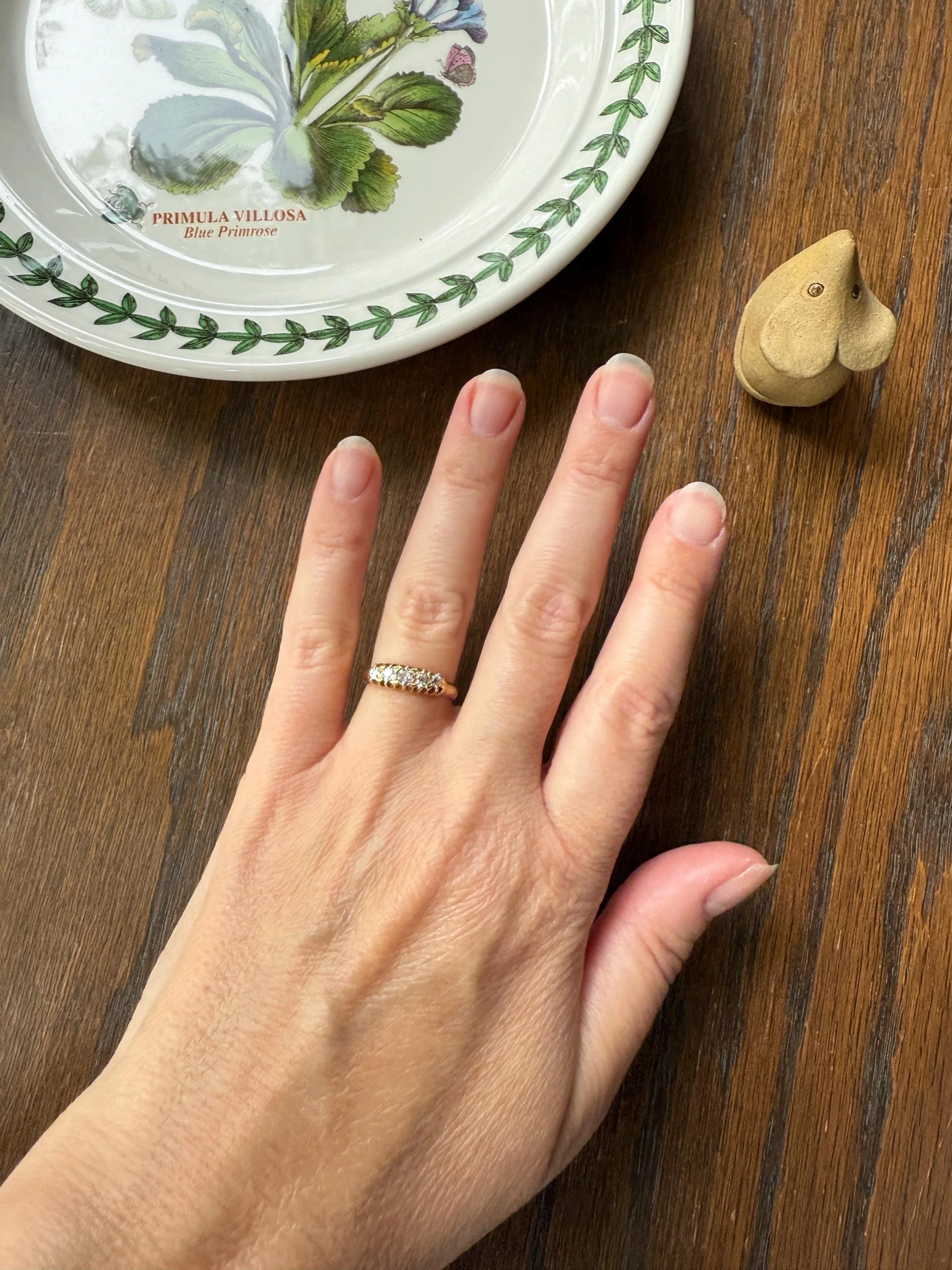 Five Stone Old Mine Cut Diamond ANTIQUE Band Ring .45 Carat Buttercup 18k GOLD Victorian Stacker Romantic Gift .45Ctw OMC - Image 4