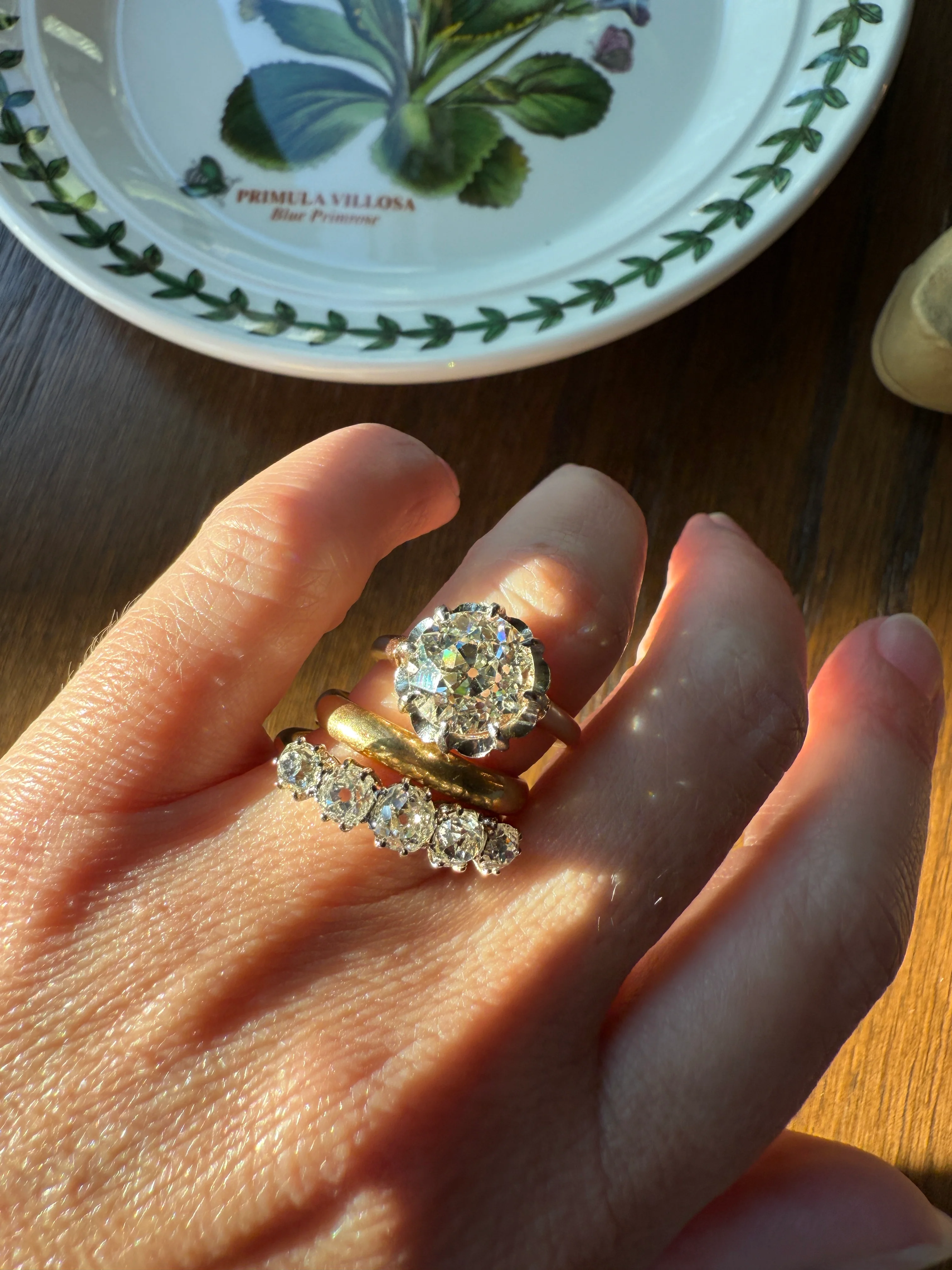 Five Stone Victorian Antique 1.75 CARAT Old Mine Cut DIAMOND Tall Stacker Ring 18k Gold Skinny Band Wedding Anniversary - Image 11