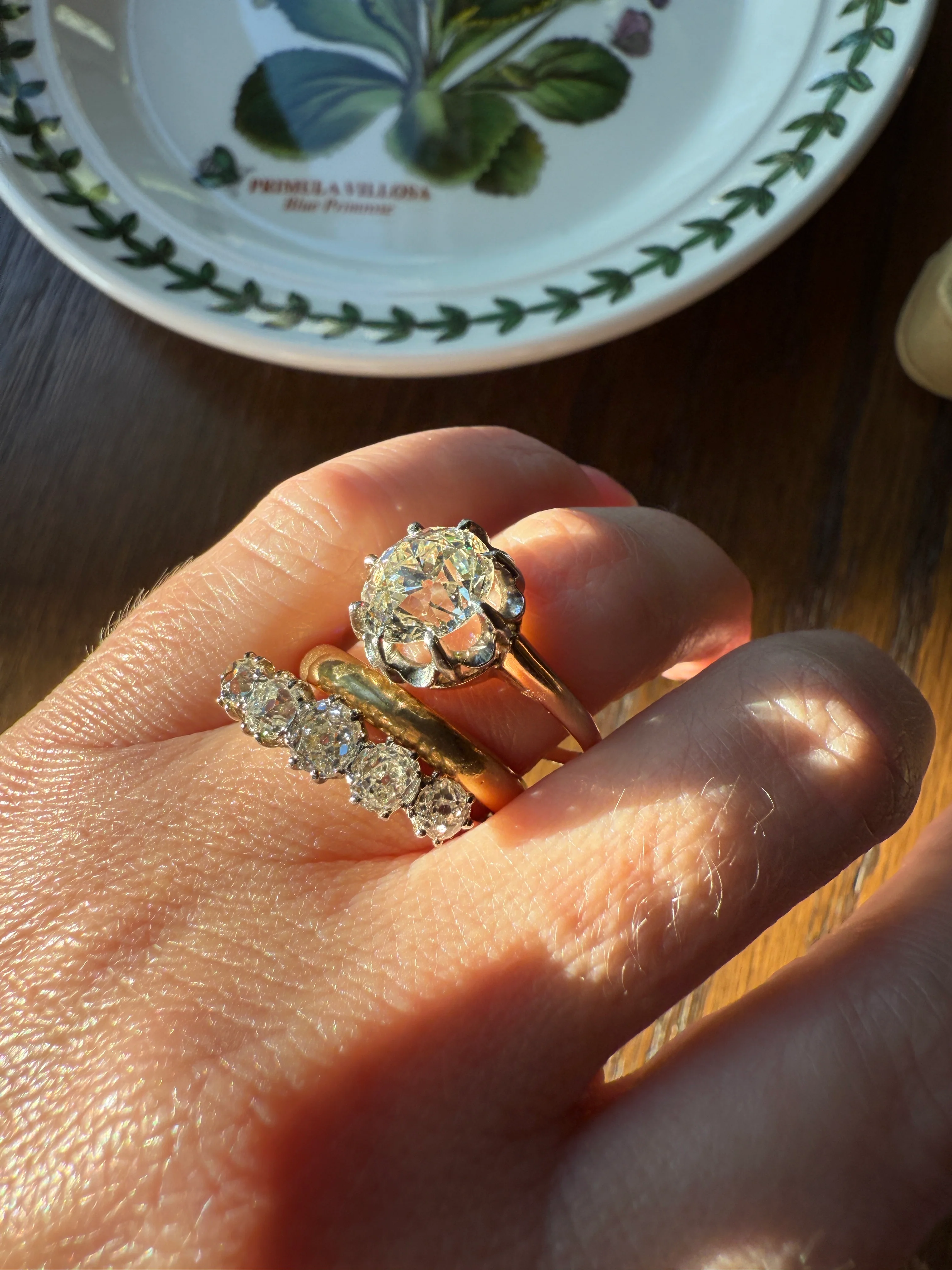 Five Stone Victorian Antique 1.75 CARAT Old Mine Cut DIAMOND Tall Stacker Ring 18k Gold Skinny Band Wedding Anniversary - Image 13