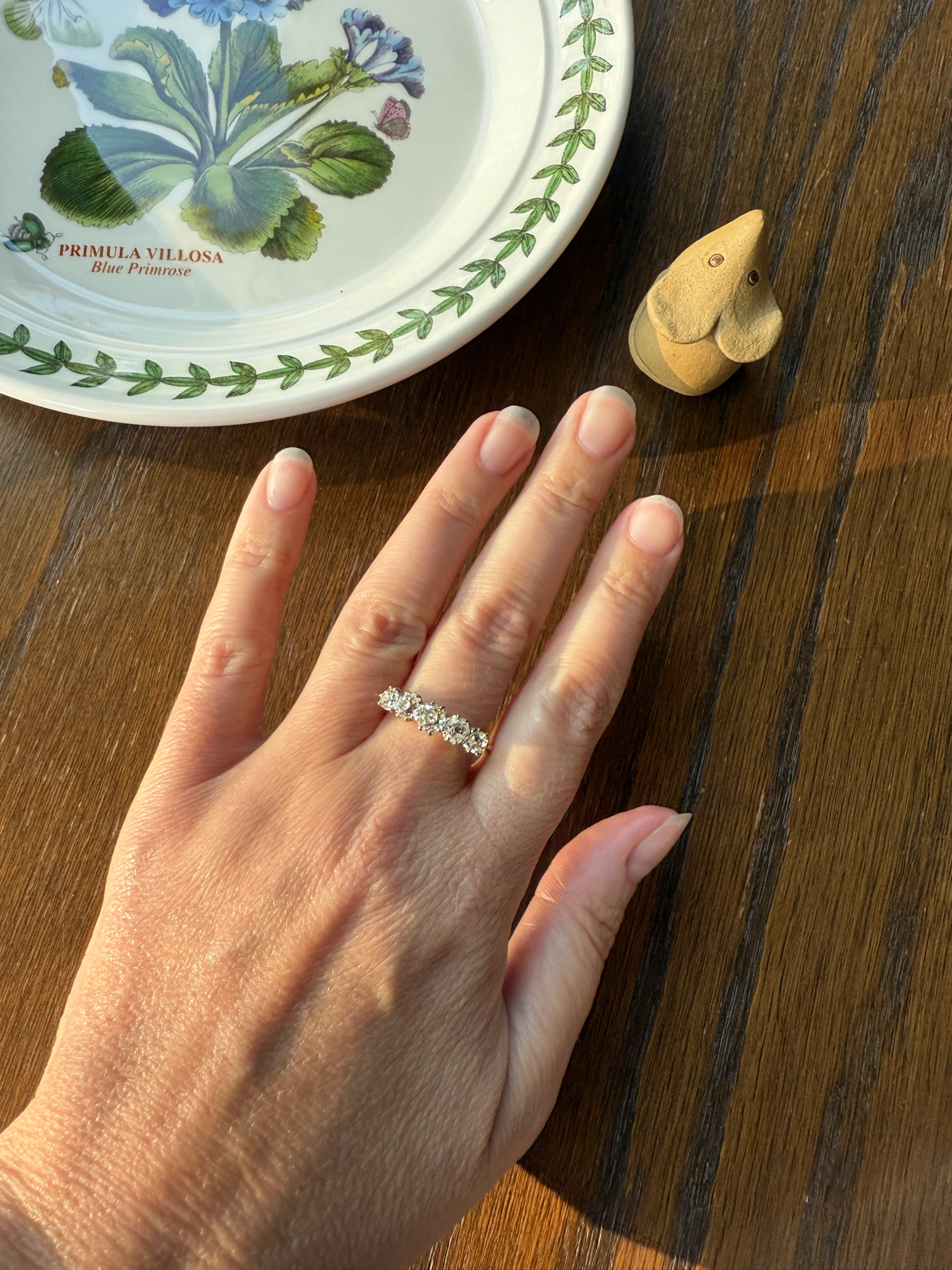 Five Stone Victorian Antique 1.75 CARAT Old Mine Cut DIAMOND Tall Stacker Ring 18k Gold Skinny Band Wedding Anniversary - Image 17