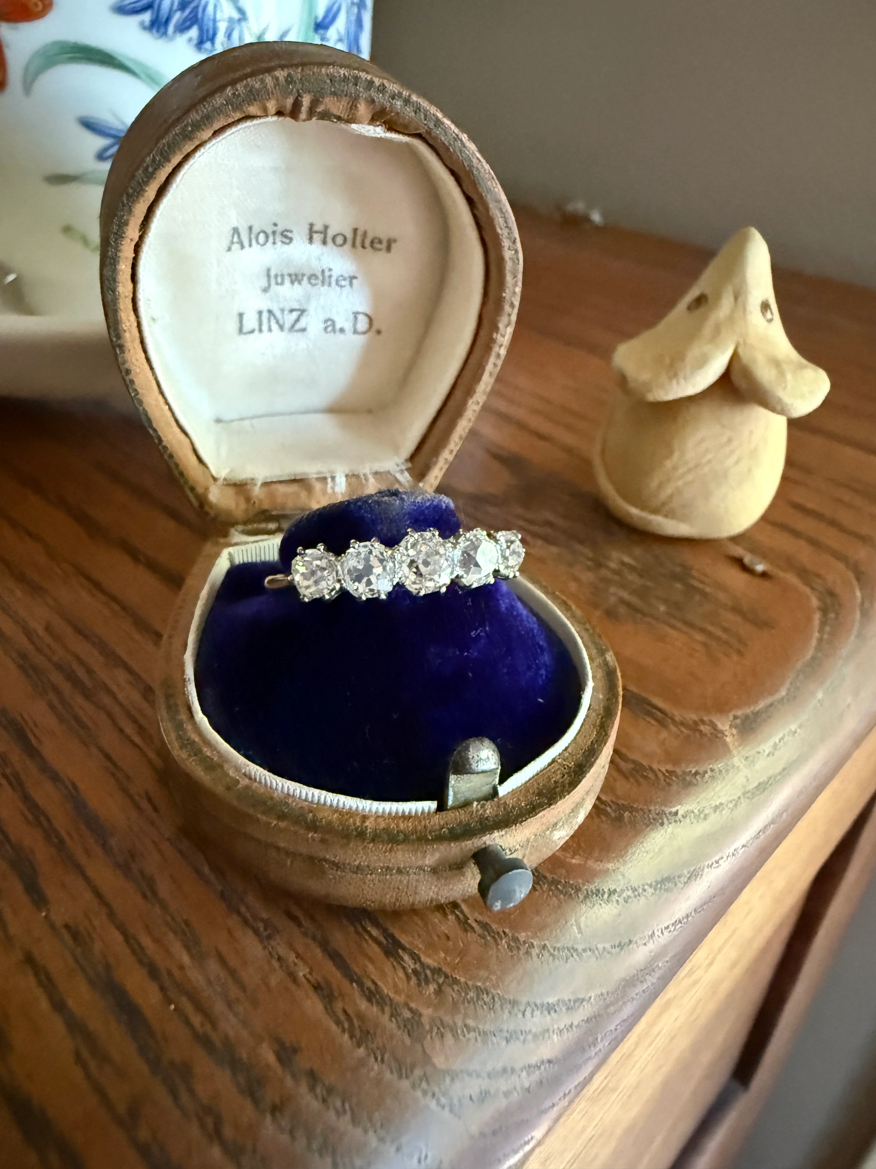 Five Stone Victorian Antique 1.75 CARAT Old Mine Cut DIAMOND Tall Stacker Ring 18k Gold Skinny Band Wedding Anniversary - Image 22