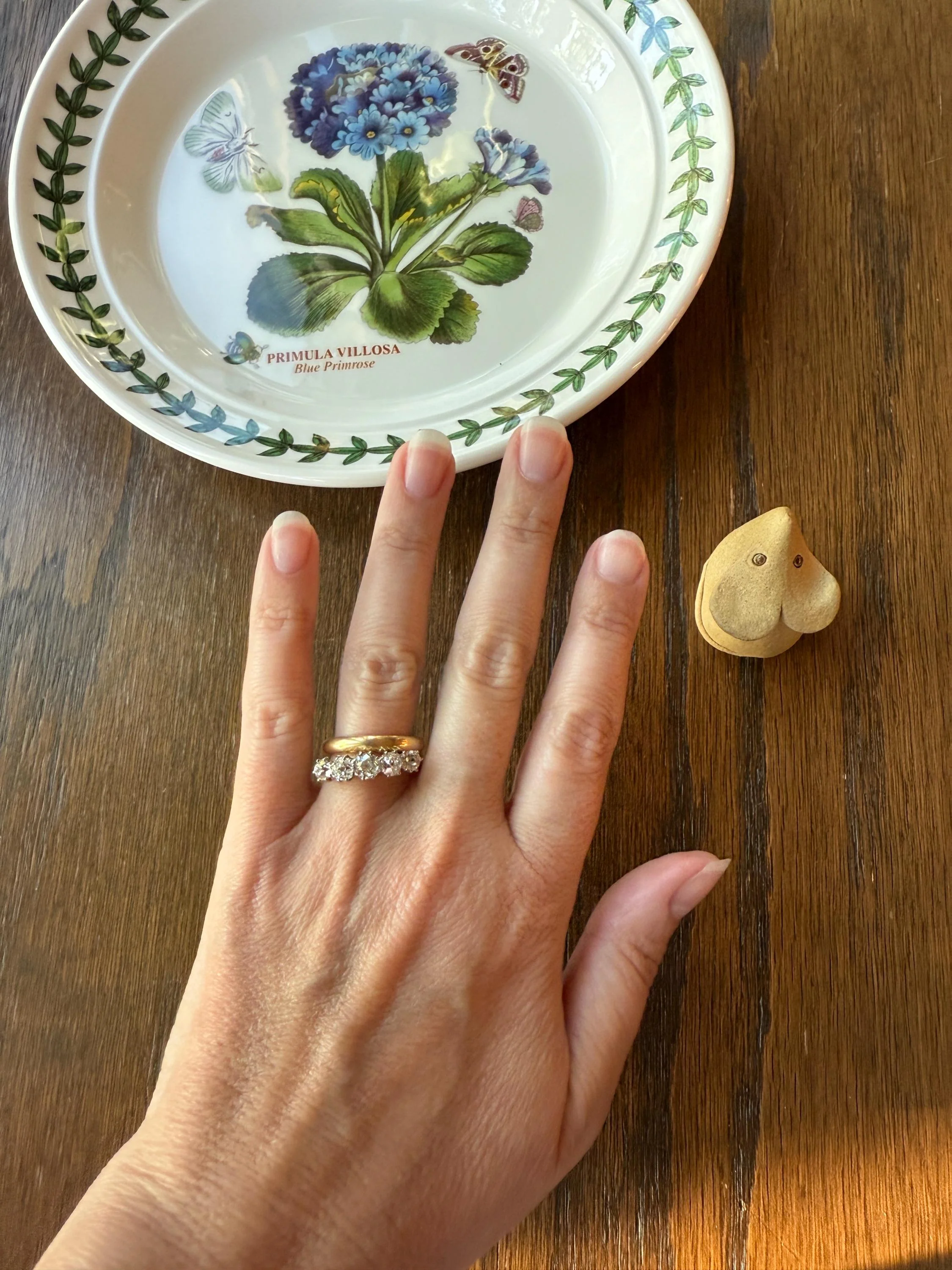 Five Stone Victorian Antique 1.75 CARAT Old Mine Cut DIAMOND Tall Stacker Ring 18k Gold Skinny Band Wedding Anniversary - Image 8