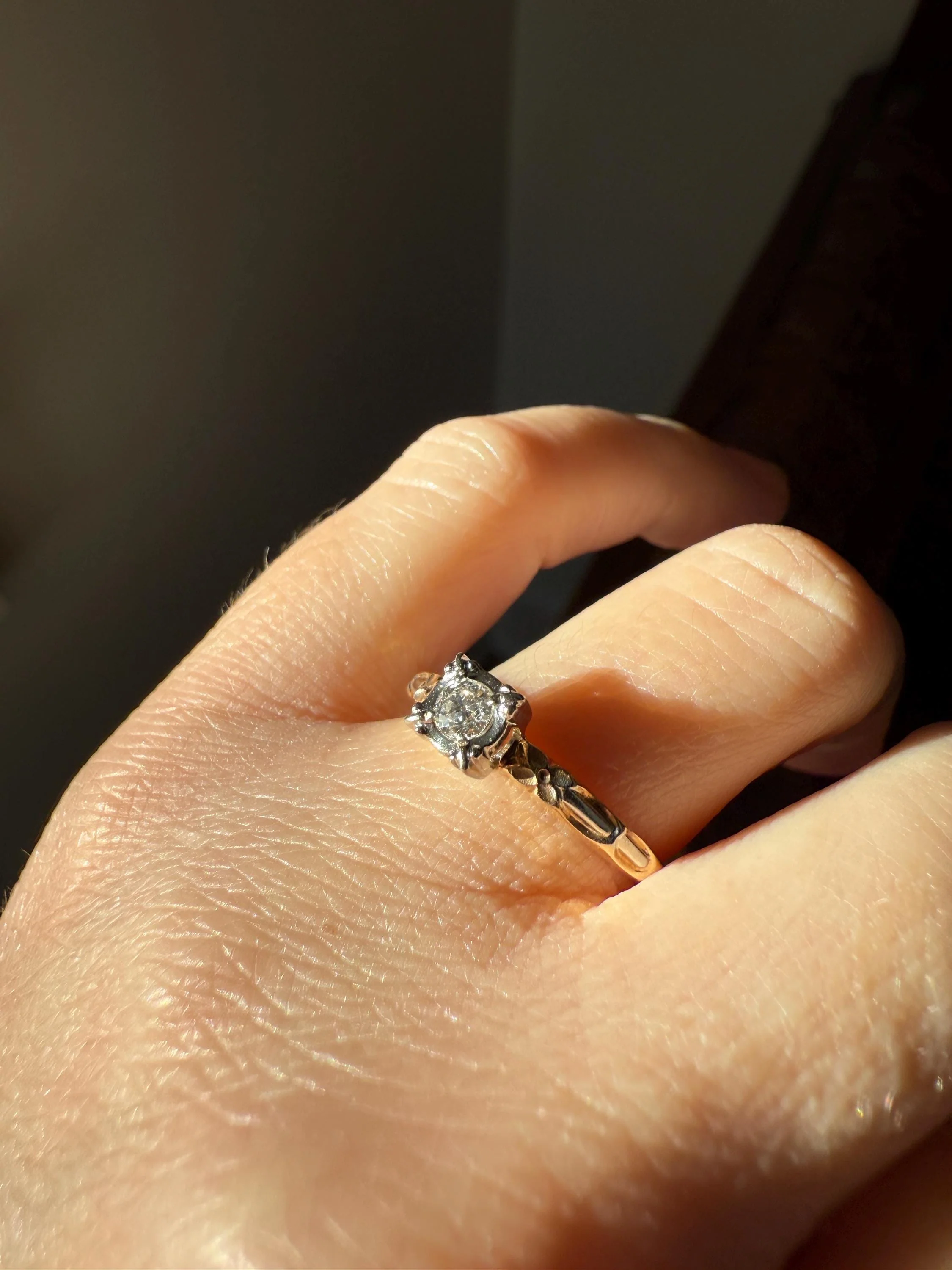 FORGET Me NOT Floral Sweetie Antique Old European Cut Diamond Solitaire Engagement Wedding Ring Stacker Band 14k Gold JR Wood Art Deco - Image 13