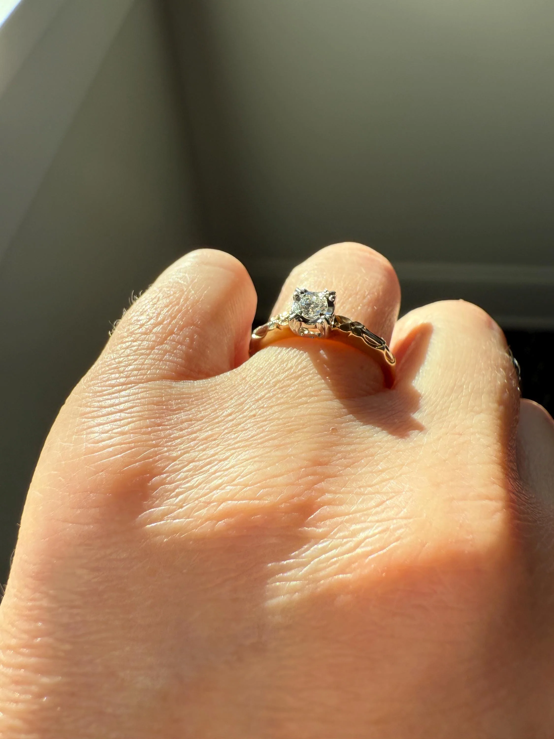 FORGET Me NOT Floral Sweetie Antique Old European Cut Diamond Solitaire Engagement Wedding Ring Stacker Band 14k Gold JR Wood Art Deco - Image 7