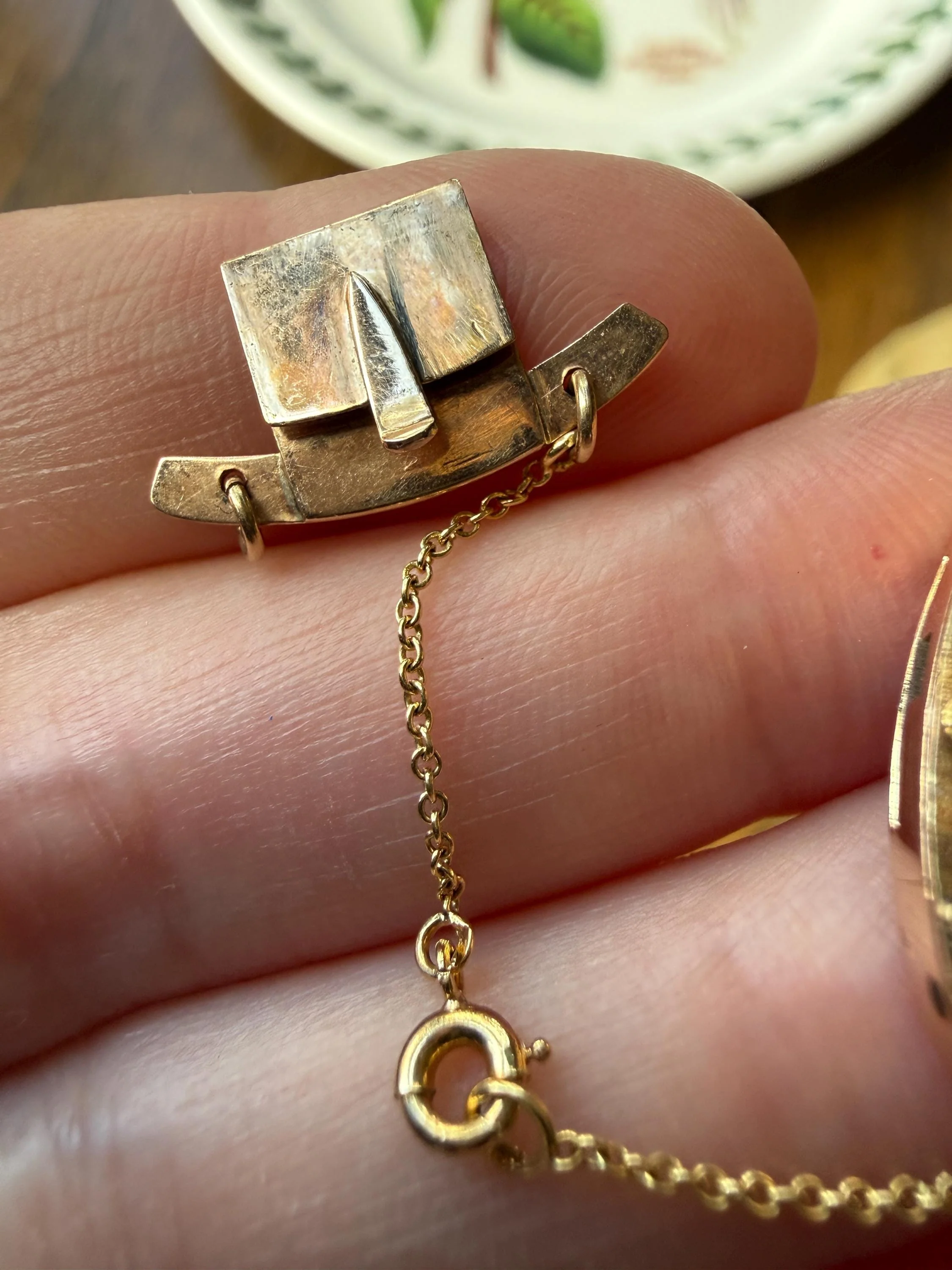 FORGET Me NOT Turquoise Antique 18k Tricolor GOLD Diamond Floral Clasp Pendant Salvaged Jewelry Finding Extender Connector Necklace Bracelet - Image 5