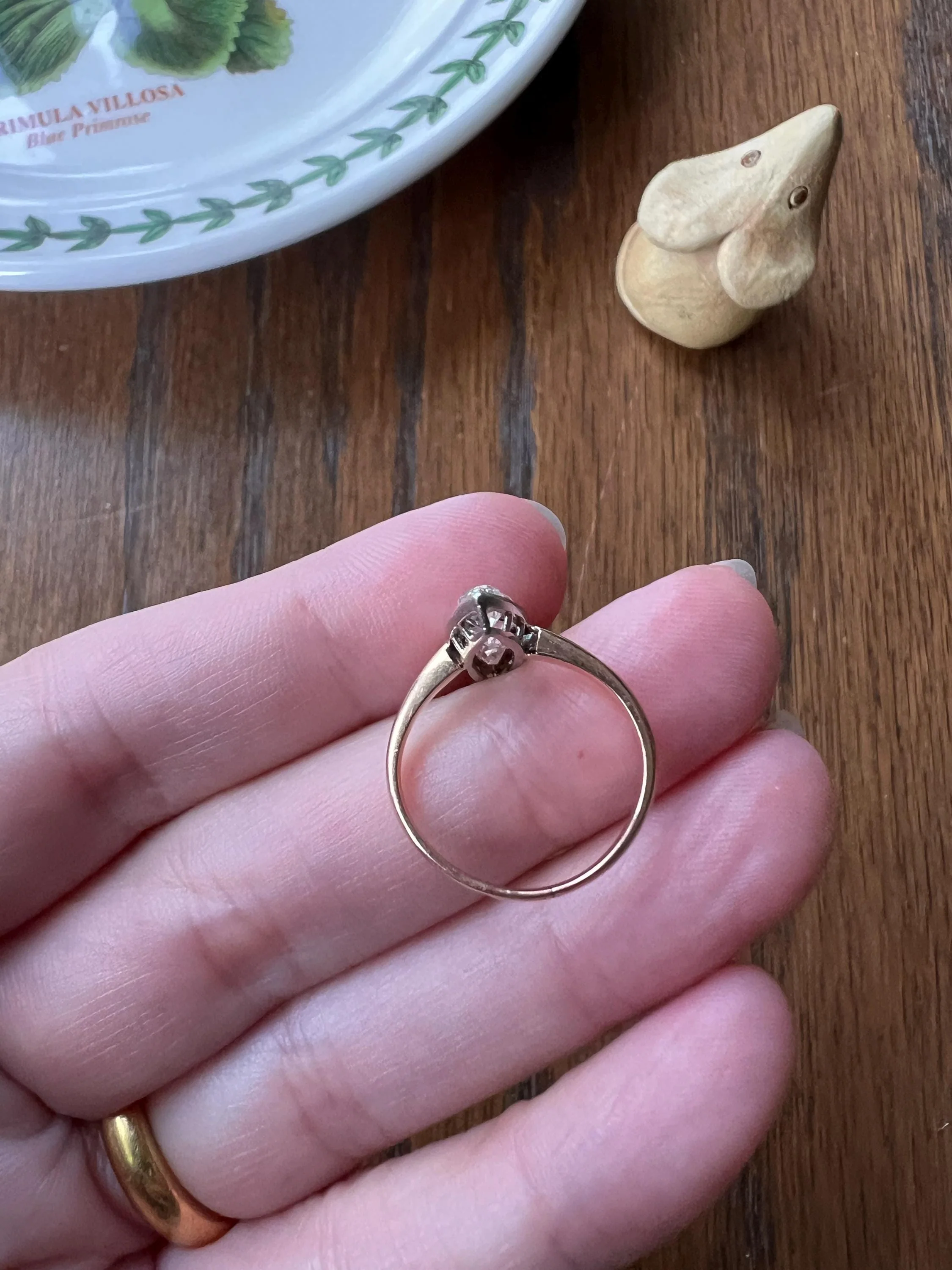 Four Stone 1.5 Carat Old Mine Cut DIAMOND Eye Clean! Antique Navette Ring French 18k Rose Gold Platinum Stacker Belle Epoque Victorian OmC - Image 9