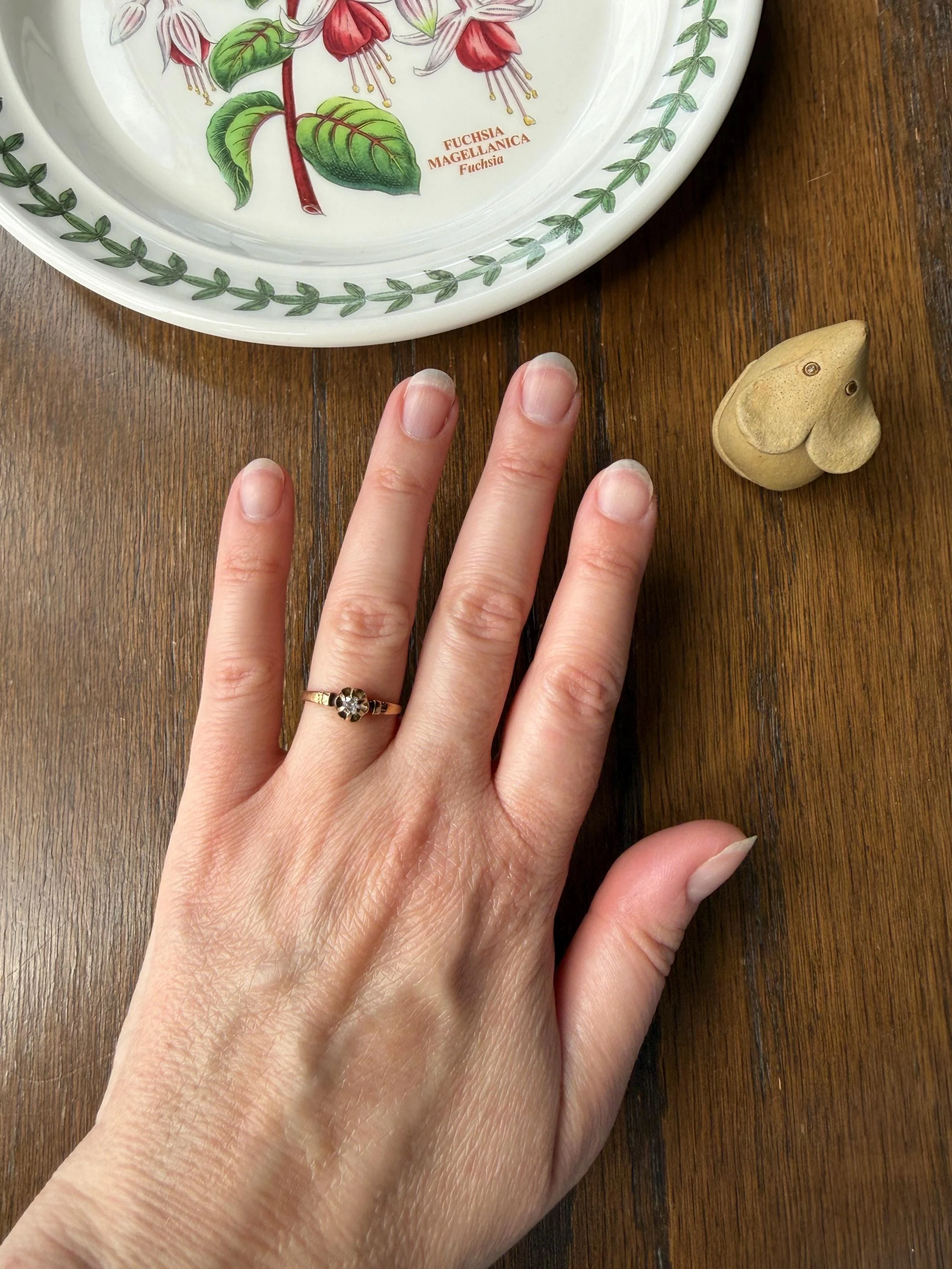 French Antique 18k Gold Old Mine Cut DIAMOND Buttercup Ring Pinky Band Victorian Stacker Solitaire Dainty Minimalist Engagement OMC - Image 3