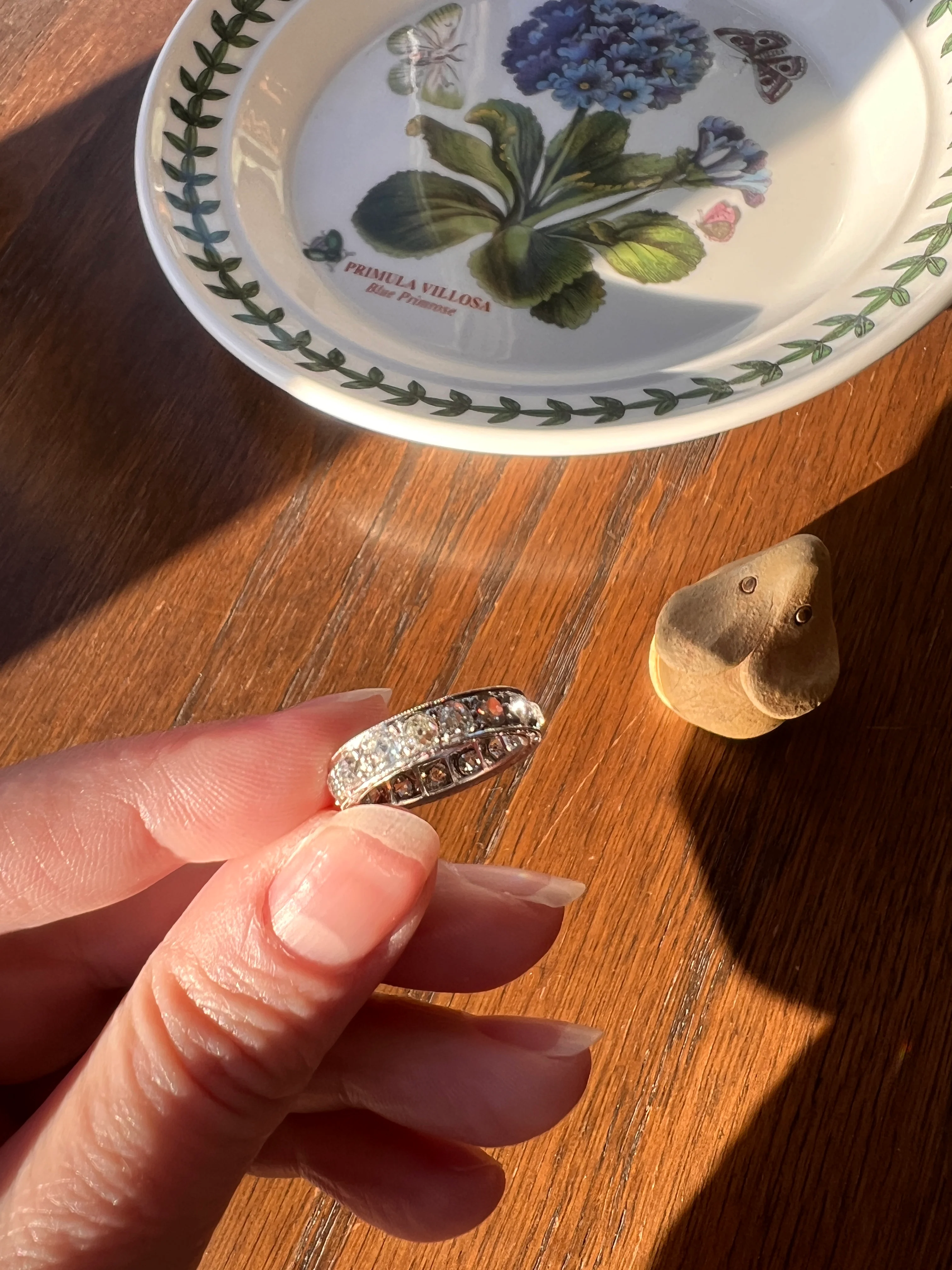 French ANTIQUE 2.5 Carats Old Mine Cut DIAMOND Full Eternity Band PLATINUM Ring Pinky Stacker - Image 16
