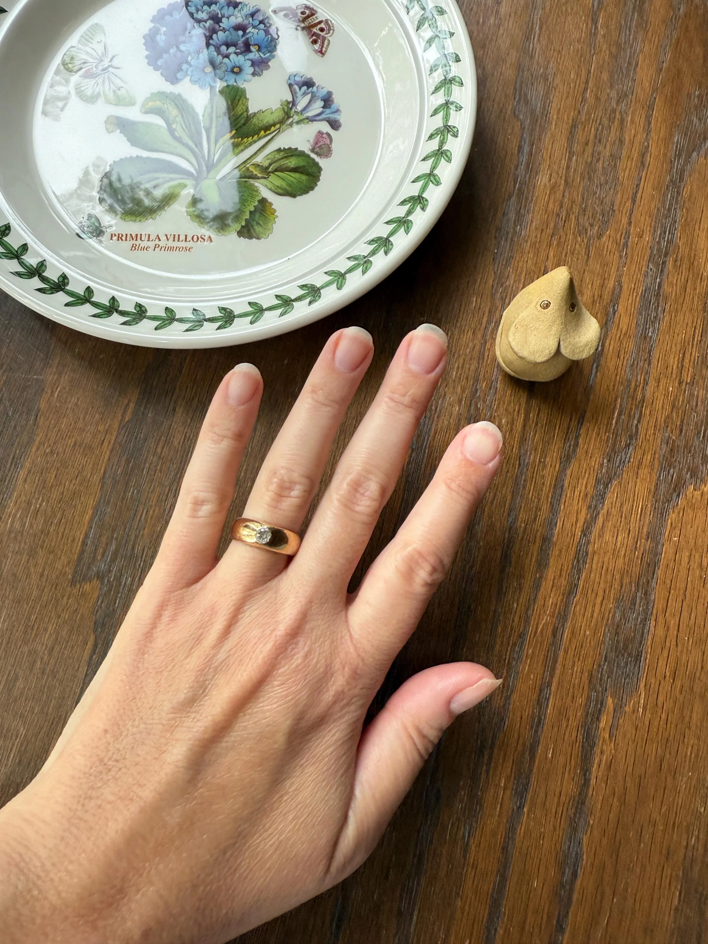 French Antique .3 Carat Old Mine Cut Diamond Gypsy Ring 18k GOLD Domed Band Solitaire Stacker Victorian Man Unisex - Image 6
