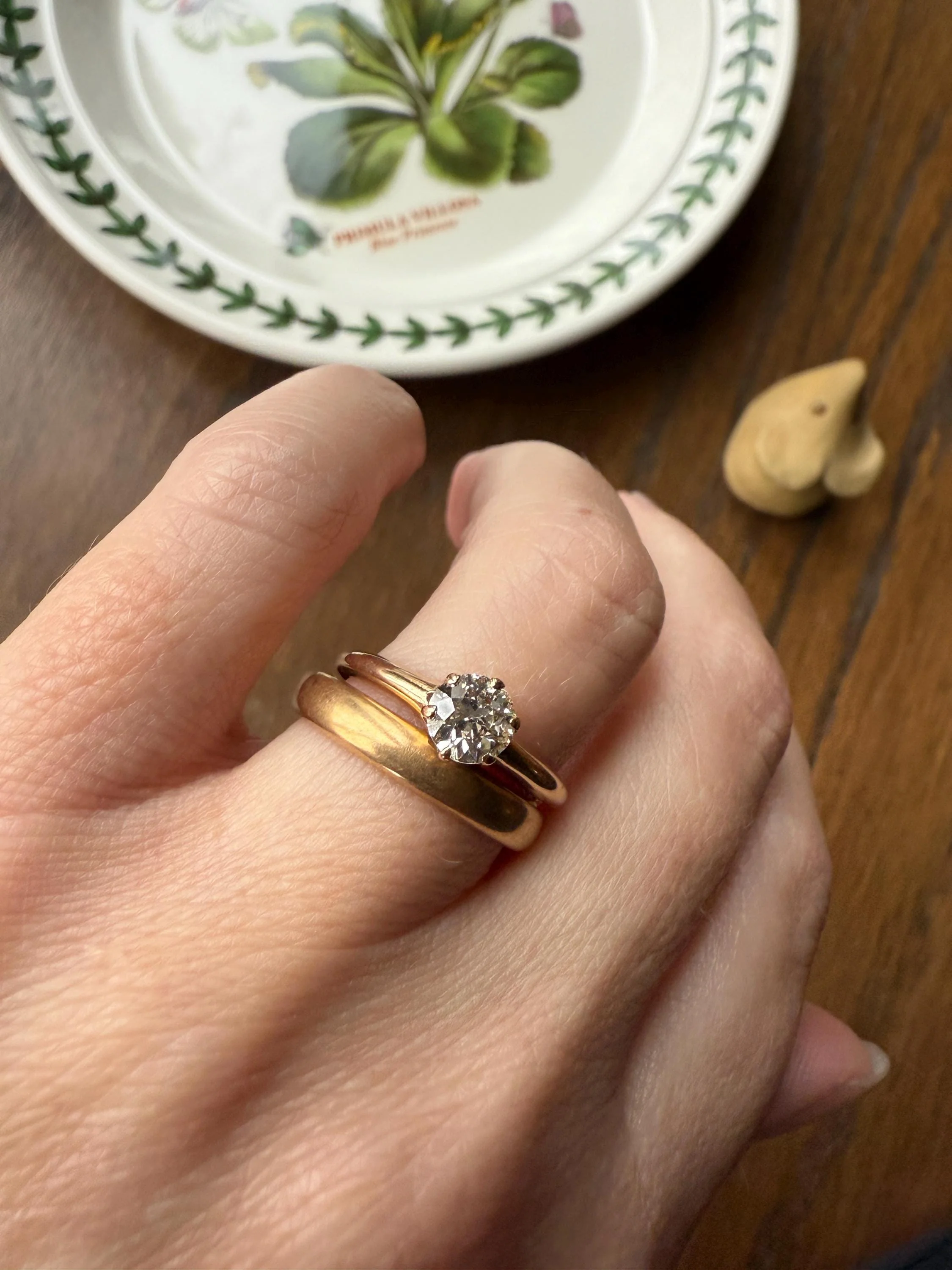 French ANTIQUE 3.8g 18k Gold Wedding RING 3.6mm Wide Band Comfort Fit Stacker Love Gift Unisex Man - Image 3