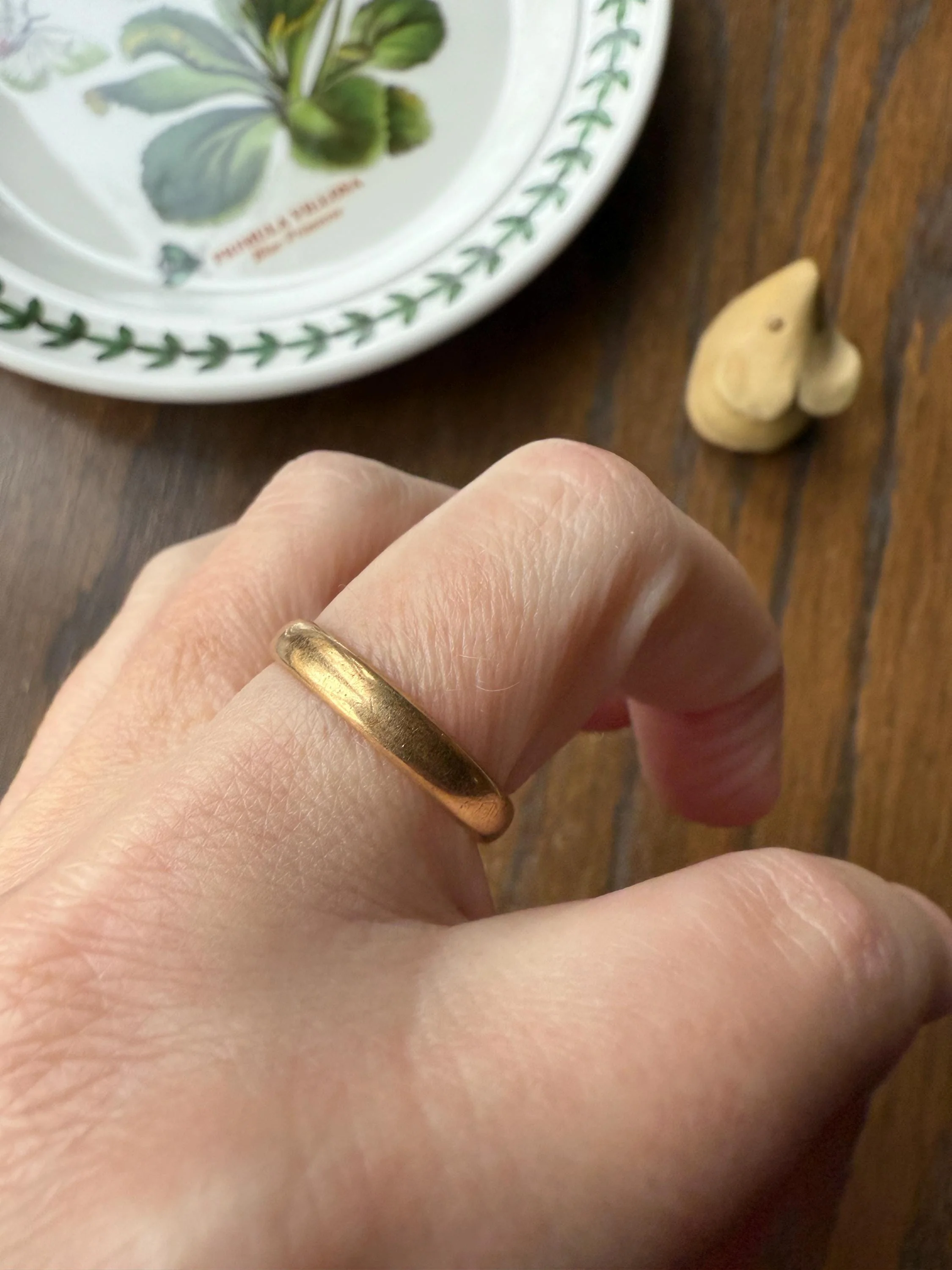 French ANTIQUE 3.8g 18k Gold Wedding RING 3.6mm Wide Band Comfort Fit Stacker Love Gift Unisex Man - Image 7