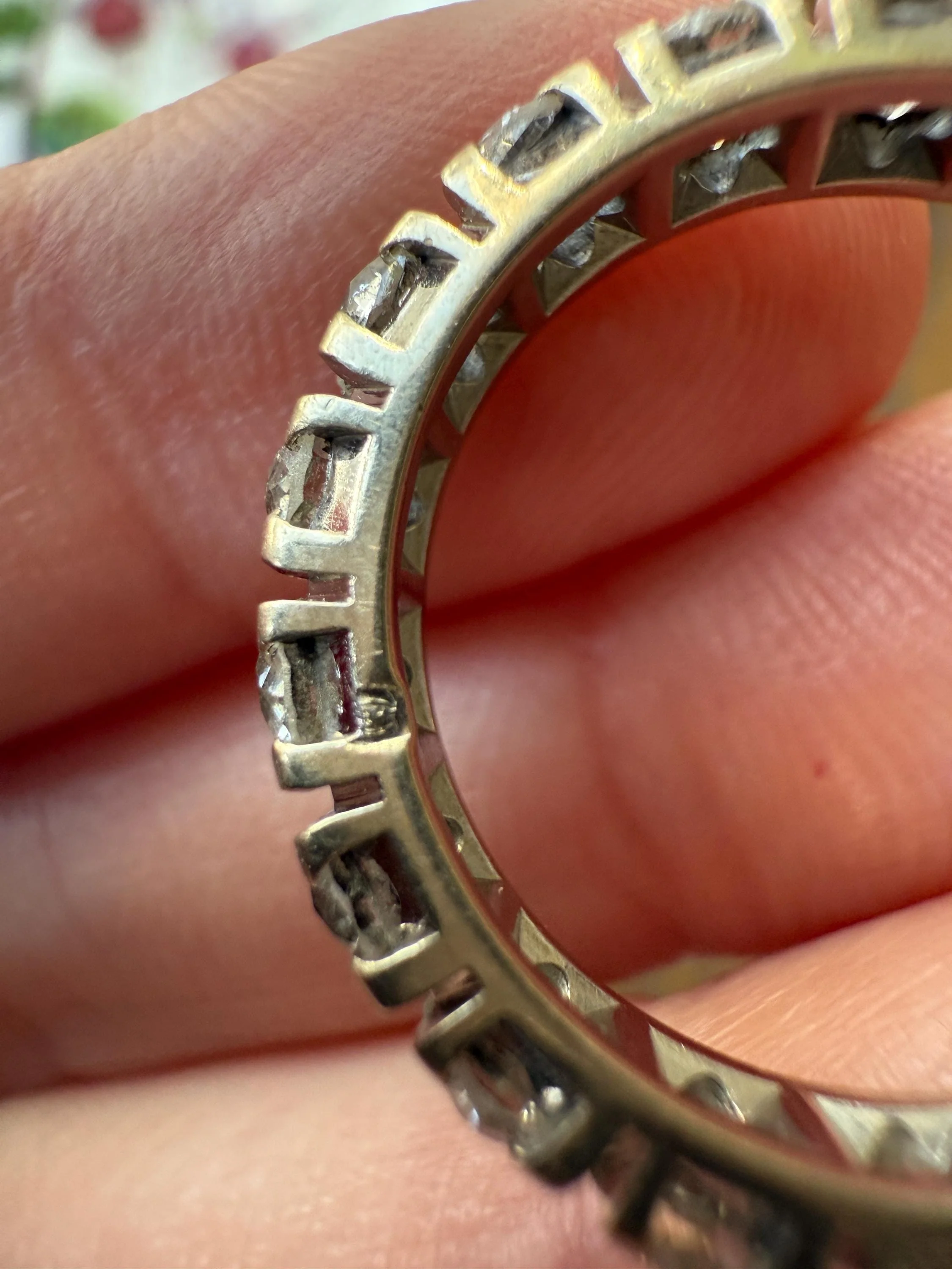 FRENCH Antique Art Deco 2.7 Carats 18 Old Mine Cut DIAMOND Full ETERNITY Band Ring 18k White GOLD Wedding Anniversary Beveled OmC - Image 18