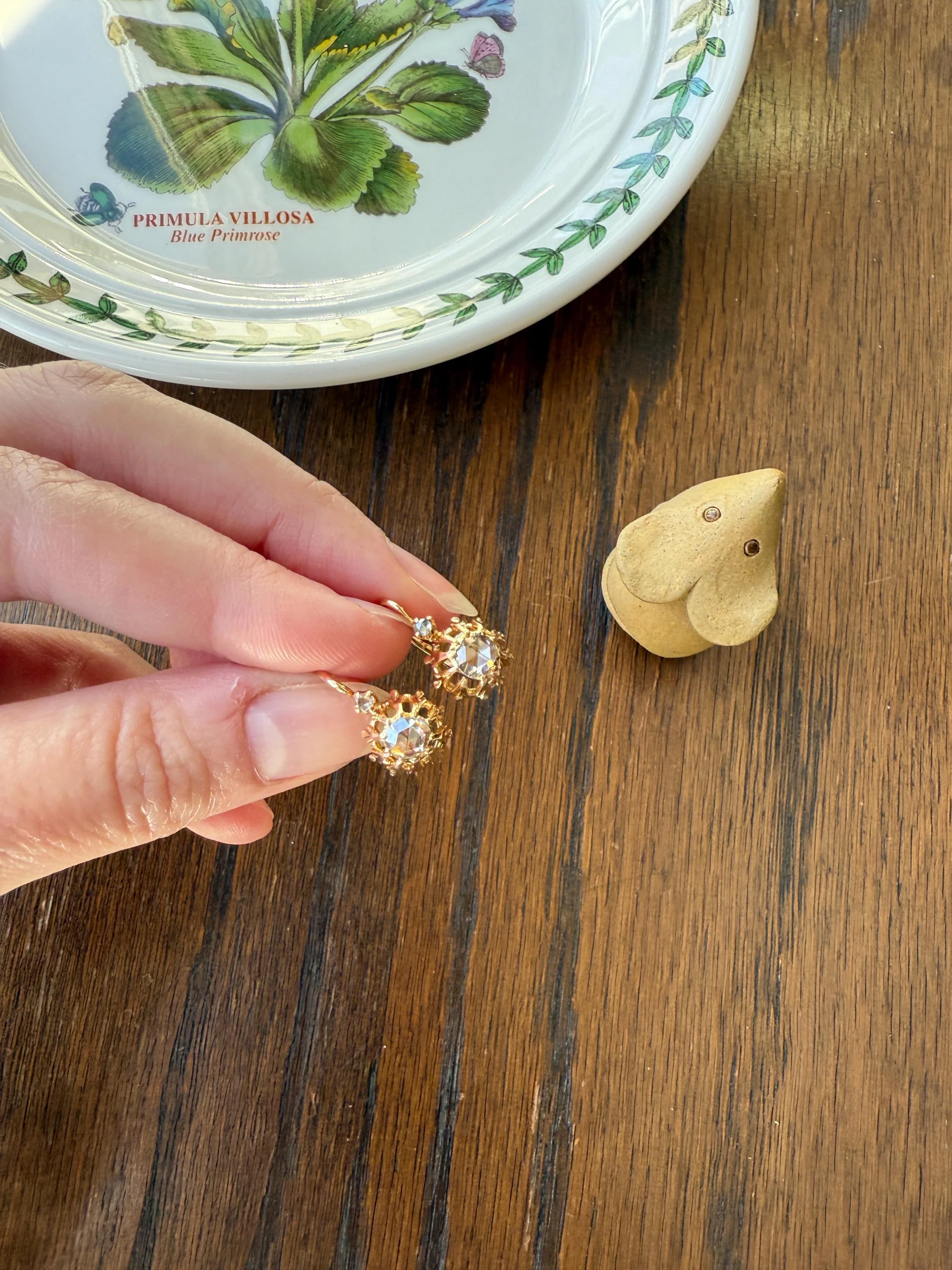 FRENCH Antique Eye Clean 1 Carat Tdw Face Up Open Back Rose Cut DIAMOND Linear Arrow Buttercup Earrings 18k Gold Victorian Dangle Dormeuse - Image 12