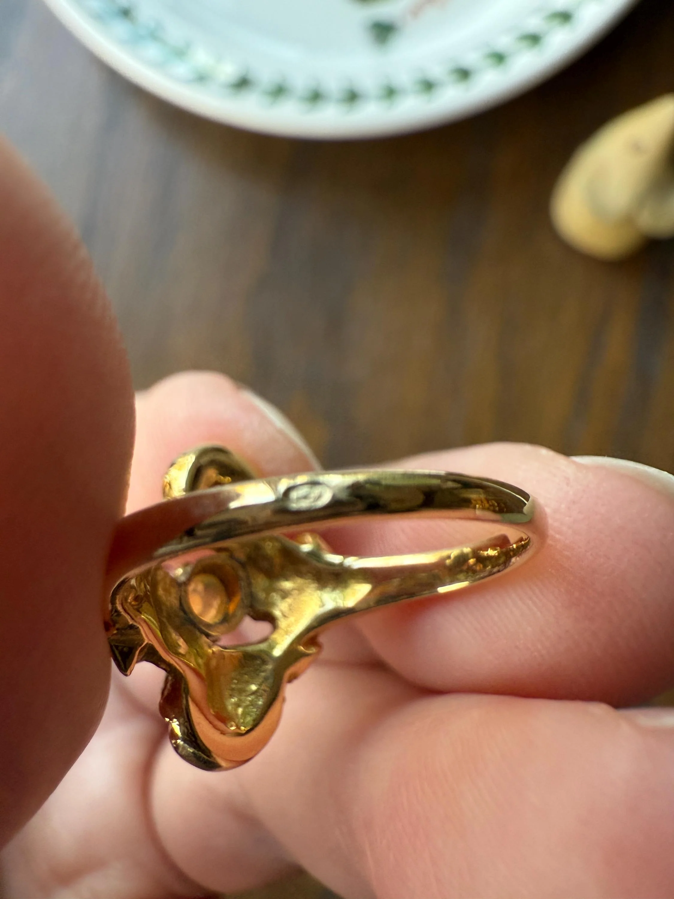 French Antique Figural ROSE Leaf Bud Opal 18k Gold Ring Floral Art Nouveau Belle Epoque Romantic Gift Flower Sweet Stacker - Image 14