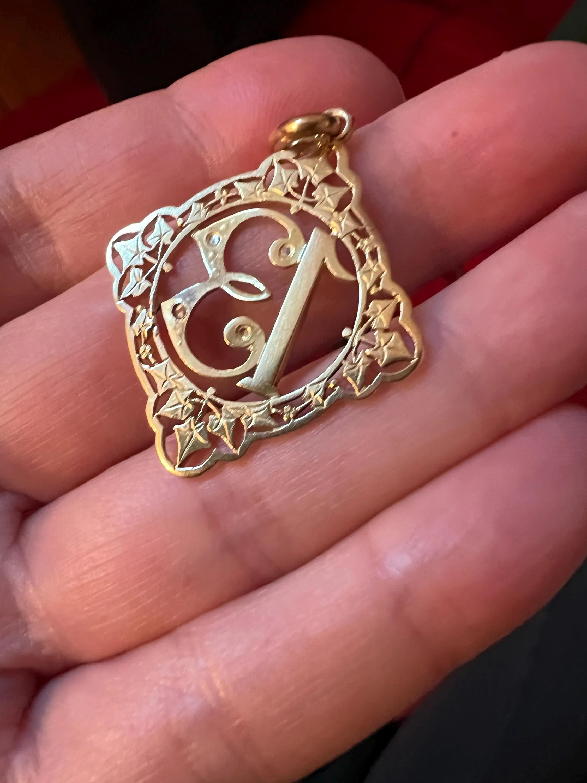 FRENCH Antique RUBY Lucky Number # 13 Pendant Rose Cut DIAMOND 18k Gold Belle Epoque Victorian Medal Ivy Thirteen Amulet Love Token Figural - Image 7