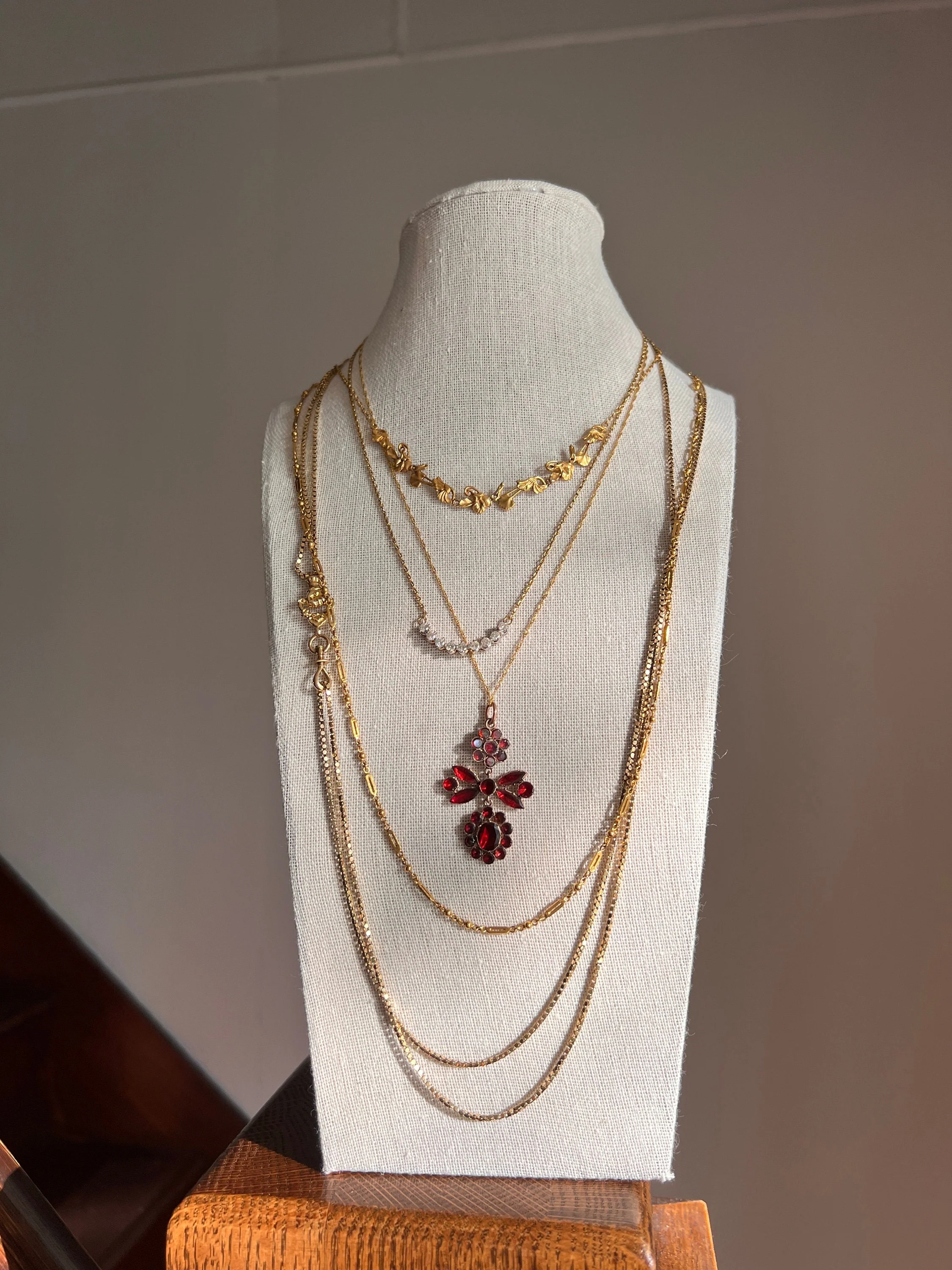 French Art Nouveau FLORAL 18k Gold Garland Necklace 18k Gold Chain Daisy Pansy Violet Belle Epoque - Image 10