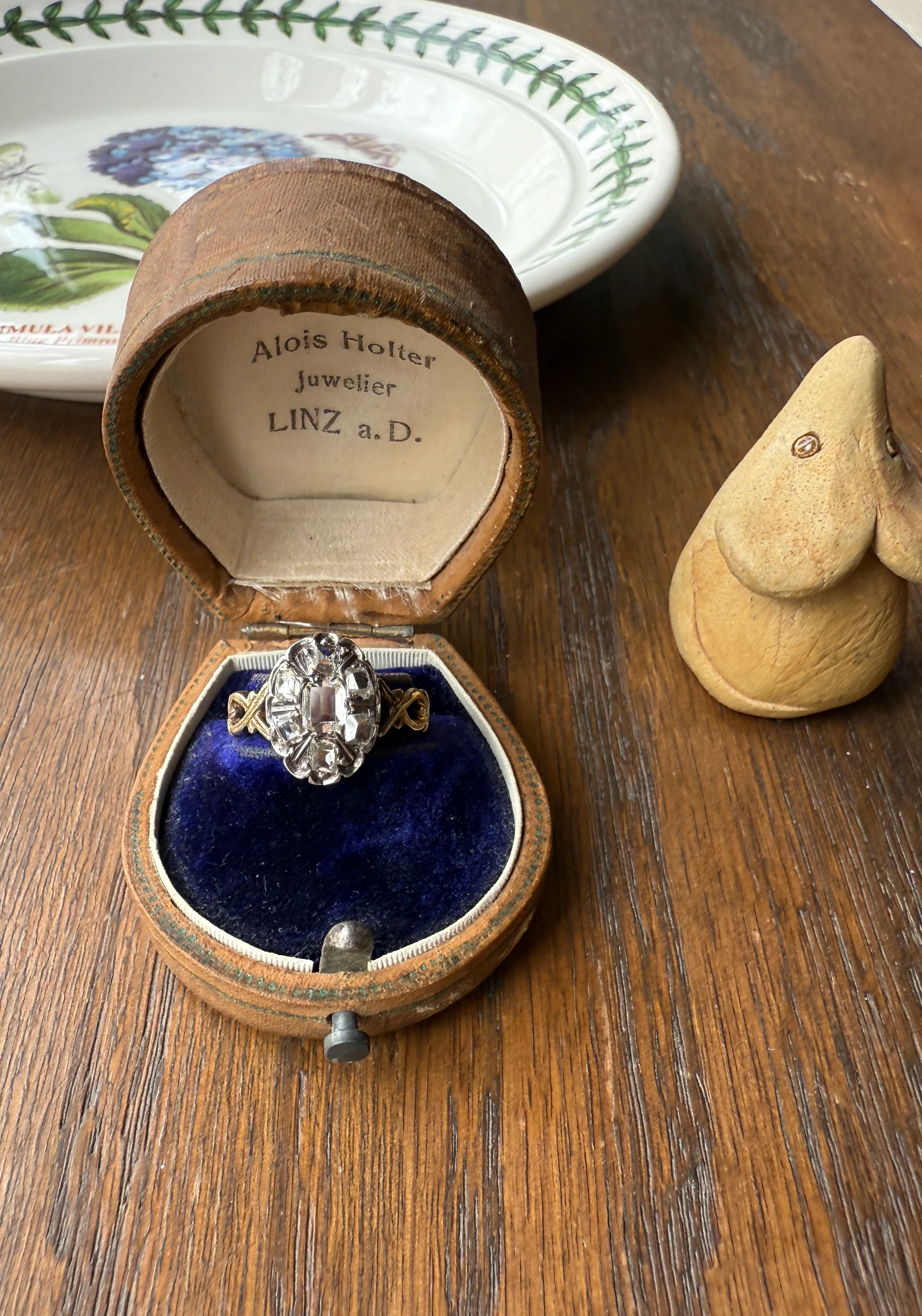 French Early Victorian Era Antique Open Back Table Cut DIAMOND Oval Cluster Ring 18k Gold Scarce Romantic Gift 1800s Ornate Band Stacker - Image 12