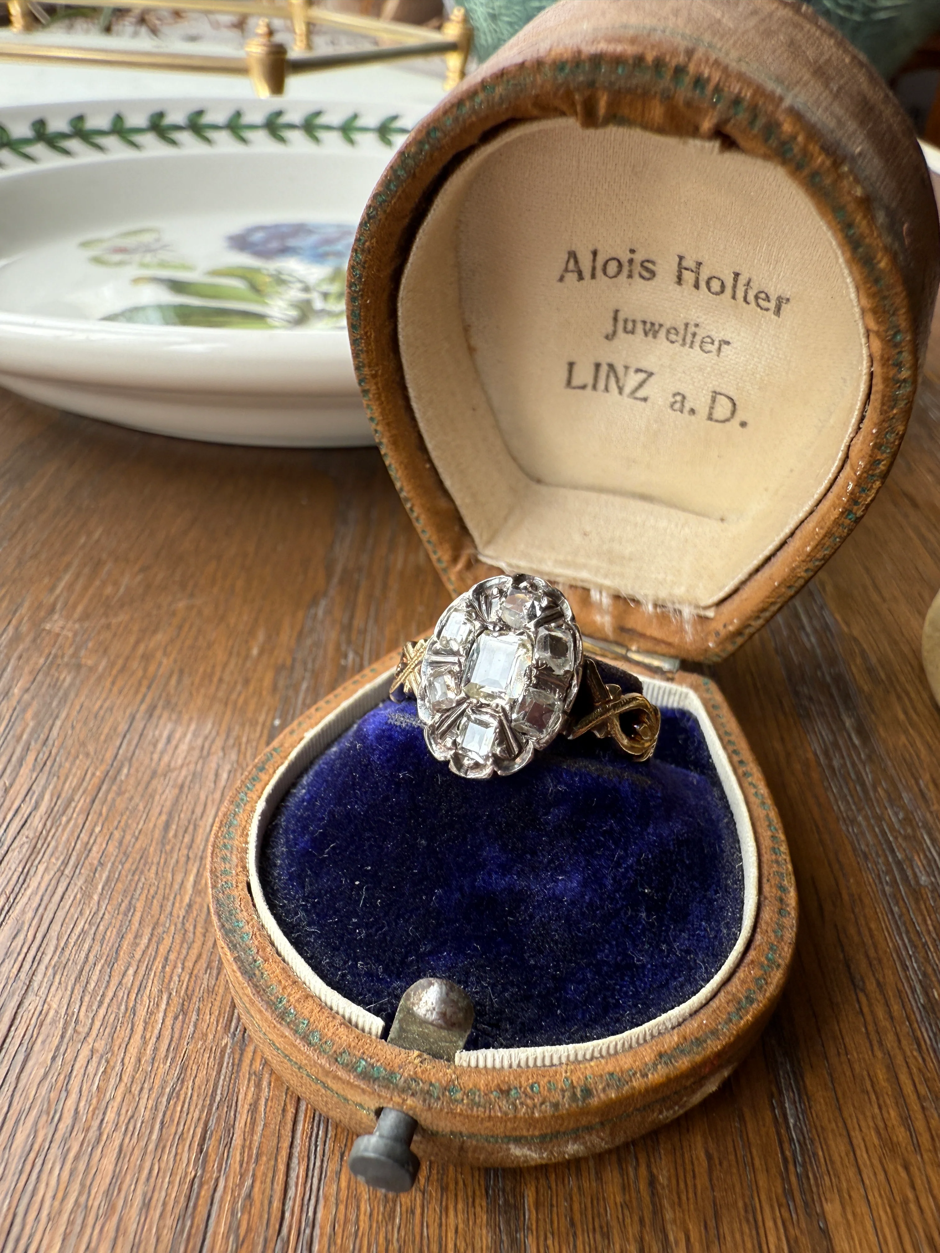 French Early Victorian Era Antique Open Back Table Cut DIAMOND Oval Cluster Ring 18k Gold Scarce Romantic Gift 1800s Ornate Band Stacker - Image 20