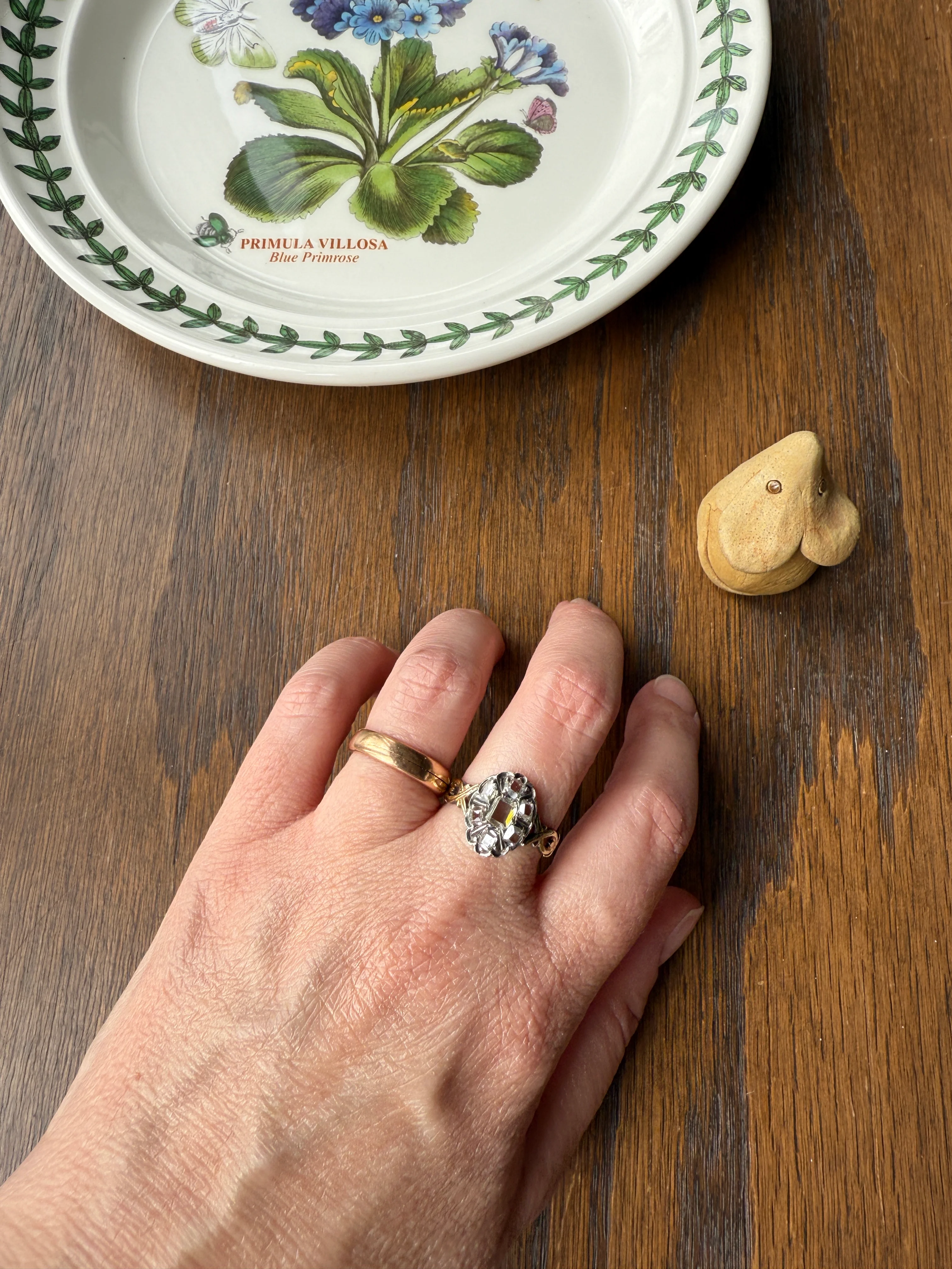 French Early Victorian Era Antique Open Back Table Cut DIAMOND Oval Cluster Ring 18k Gold Scarce Romantic Gift 1800s Ornate Band Stacker - Image 22