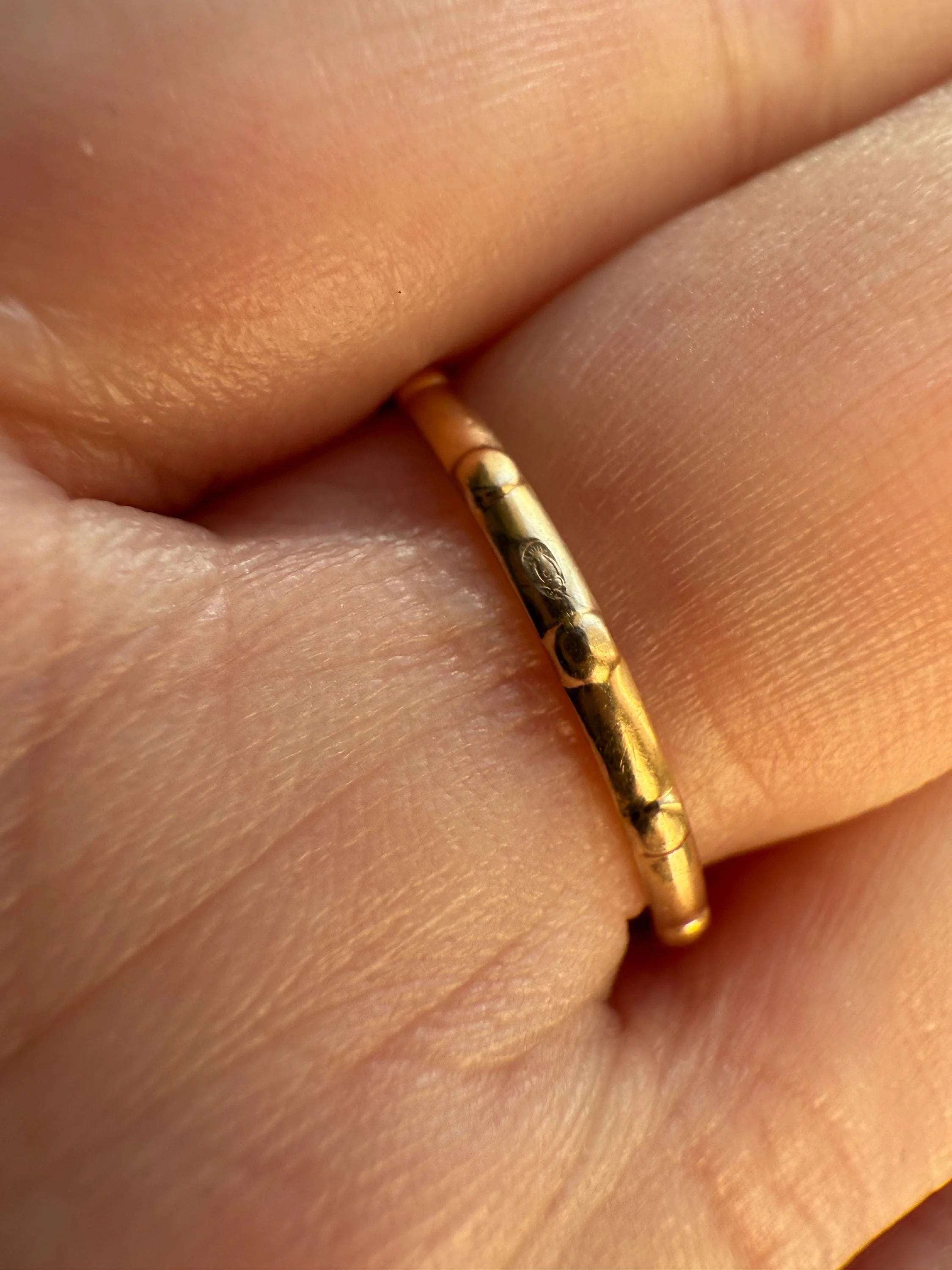French VICTORiAN Antique ROSARY Ring 18k Gold Cross Riveted Stacker Skinny Band Unique Gift Belle Epoque Religious Minimalist Figural Dainty - Image 10