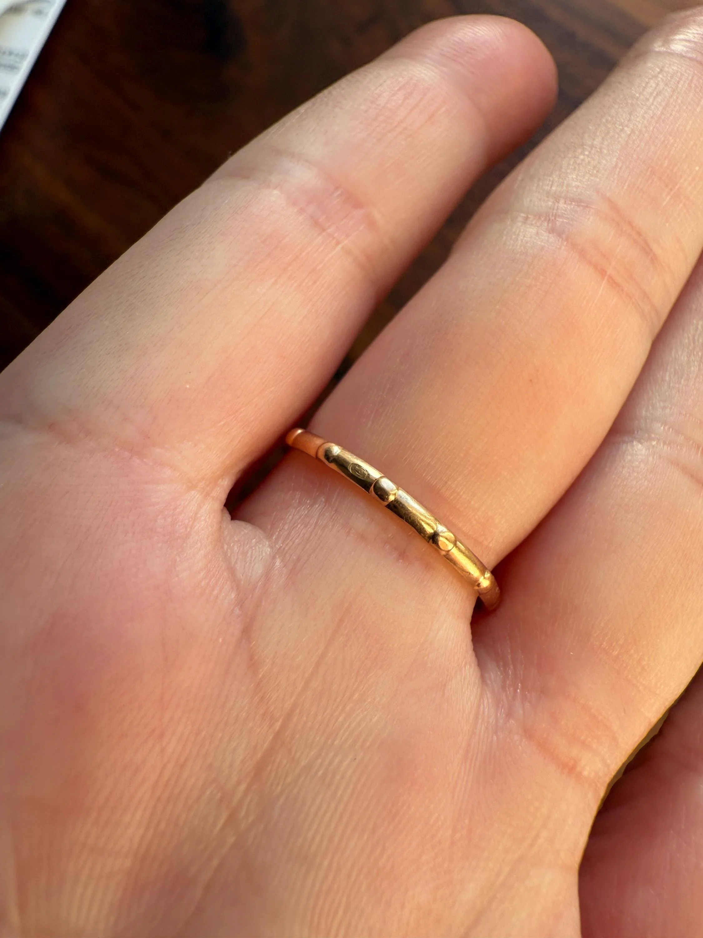 French VICTORiAN Antique ROSARY Ring 18k Gold Cross Riveted Stacker Skinny Band Unique Gift Belle Epoque Religious Minimalist Figural Dainty - Image 11