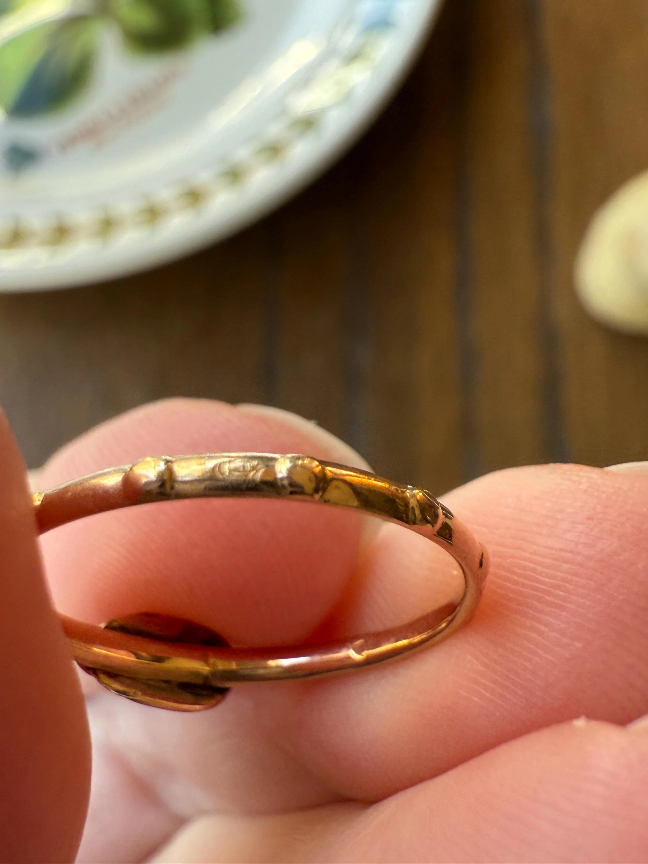 French VICTORiAN Antique ROSARY Ring 18k Gold Cross Riveted Stacker Skinny Band Unique Gift Belle Epoque Religious Minimalist Figural Dainty - Image 13