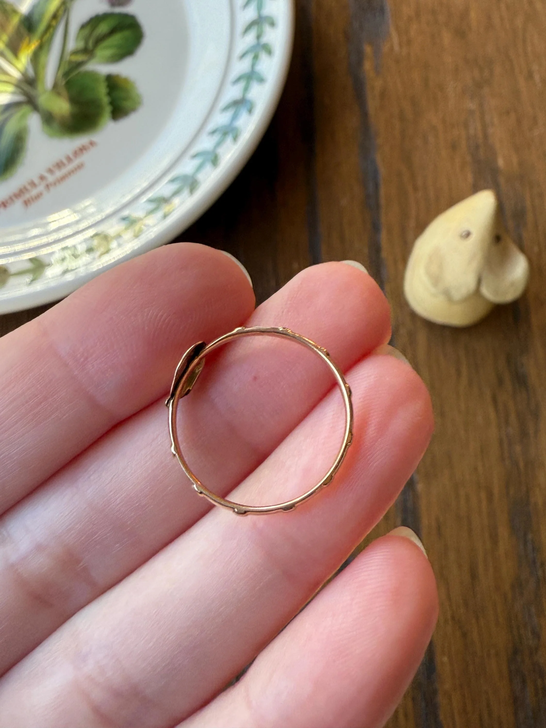 French VICTORiAN Antique ROSARY Ring 18k Gold Cross Riveted Stacker Skinny Band Unique Gift Belle Epoque Religious Minimalist Figural Dainty - Image 7
