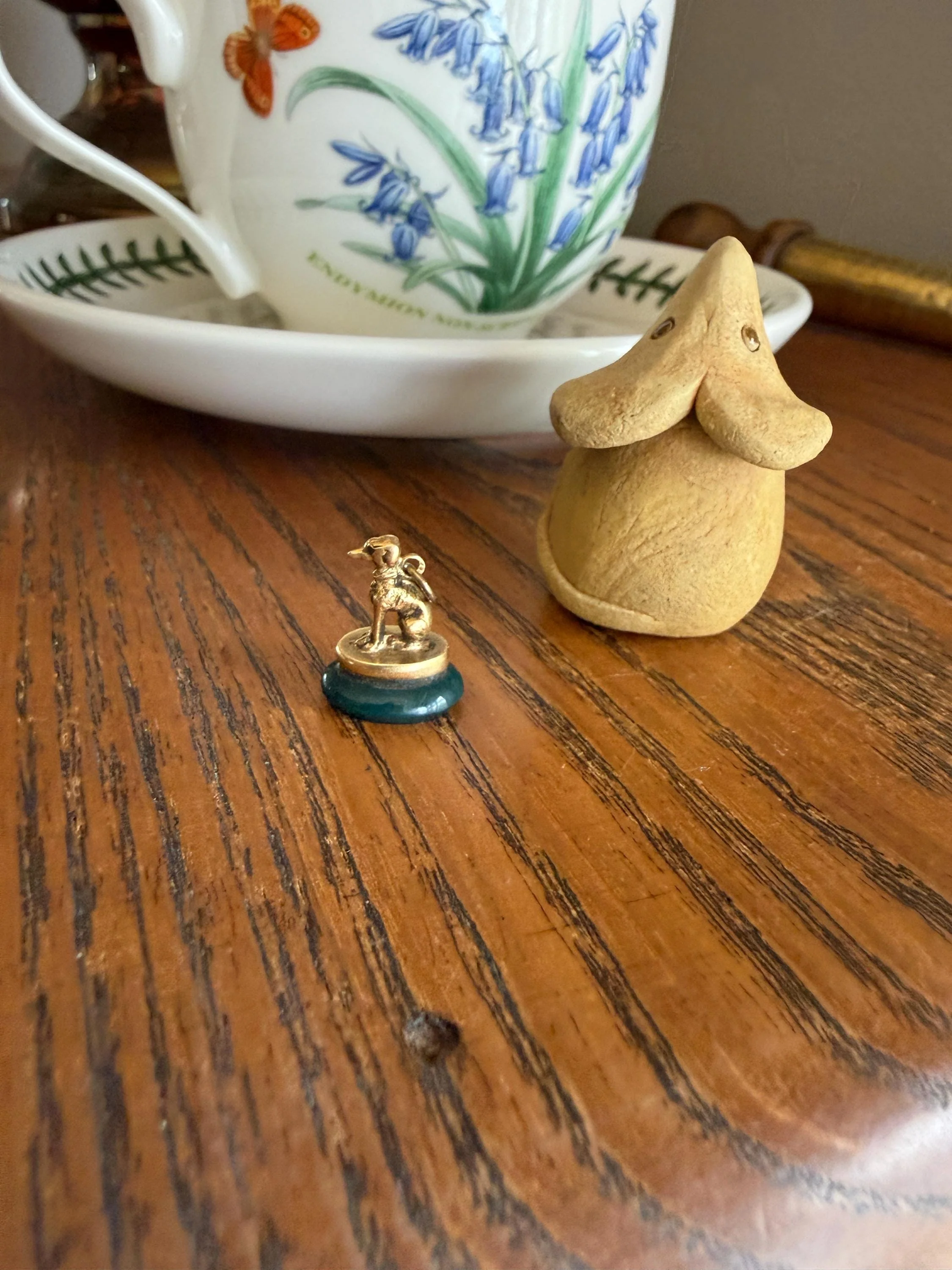 FRENCH ViCTORIAN Dog Watch Fob Pendant 18k Gold Green Bloodstone Intaglio Wax Seal Figural Antique Greyhound Loyalty - Image 13