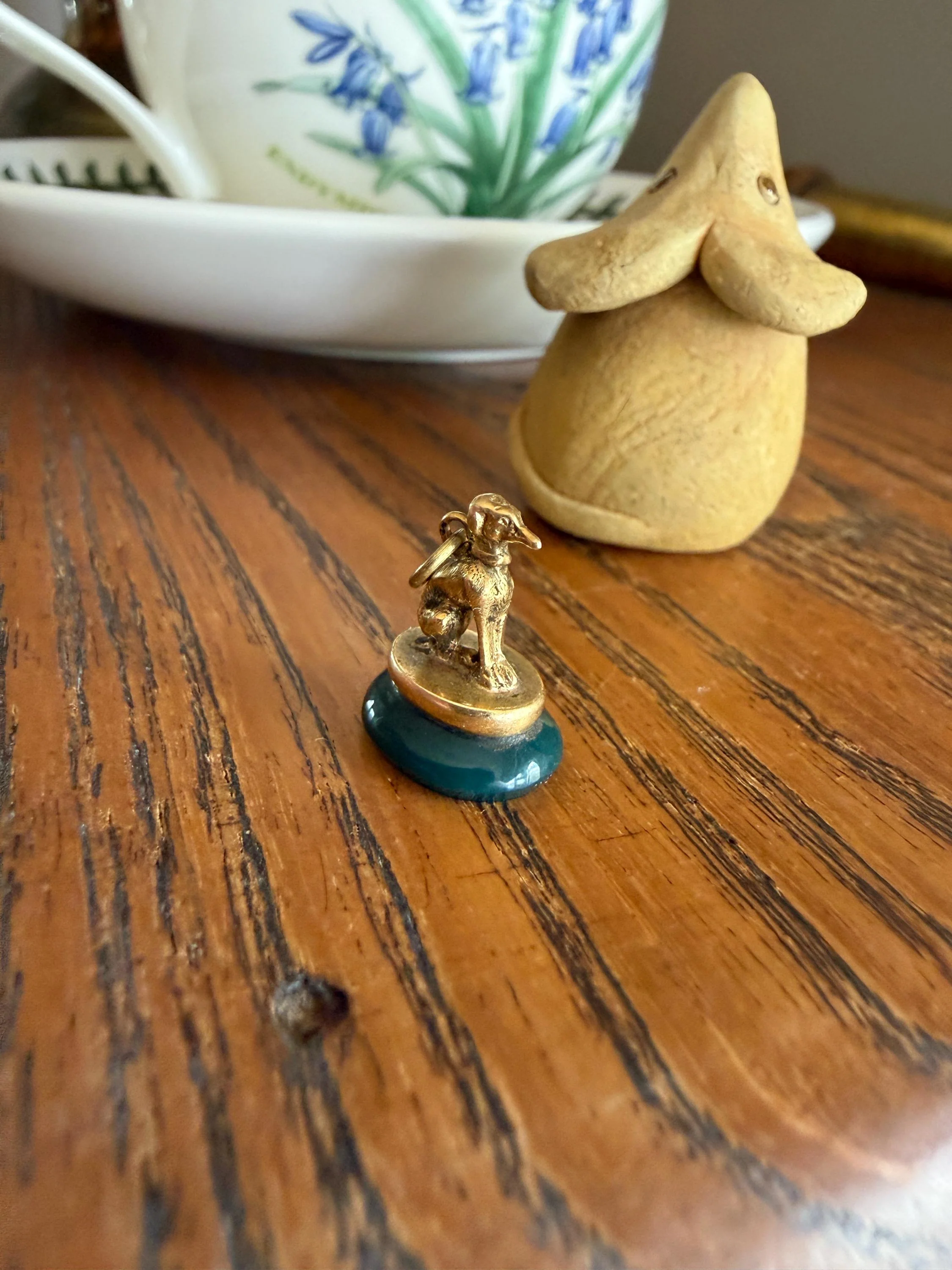 FRENCH ViCTORIAN Dog Watch Fob Pendant 18k Gold Green Bloodstone Intaglio Wax Seal Figural Antique Greyhound Loyalty - Image 15