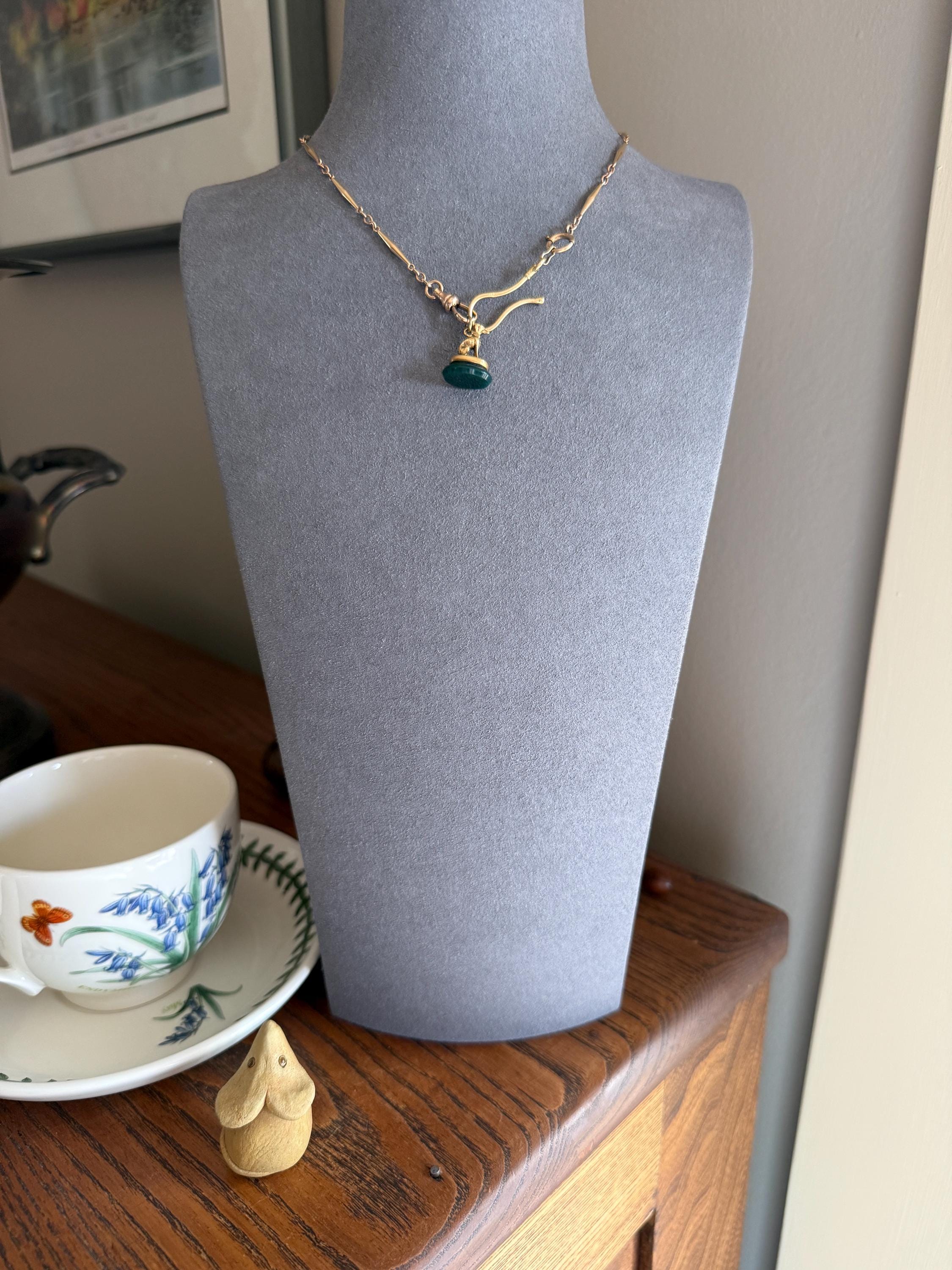 FRENCH ViCTORIAN Dog Watch Fob Pendant 18k Gold Green Bloodstone Intaglio Wax Seal Figural Antique Greyhound Loyalty - Image 6