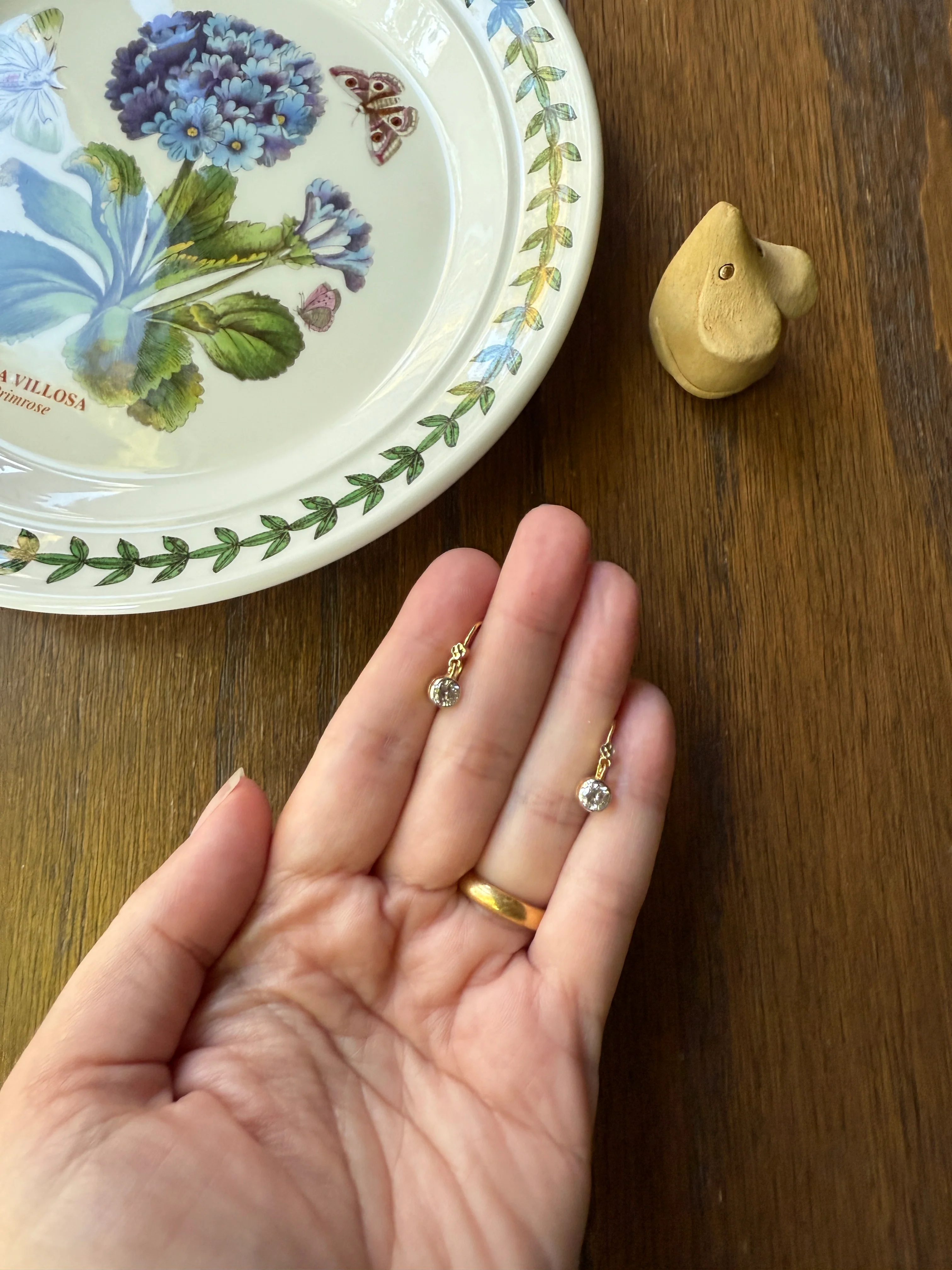 FRENCH Vintage 18k GOLD .75 Carat Tdw Transitional Cut Diamond Earrings Dangle Dormeuse Gift Belle Epoque Bridal Something Old Bezel Set - Image 14