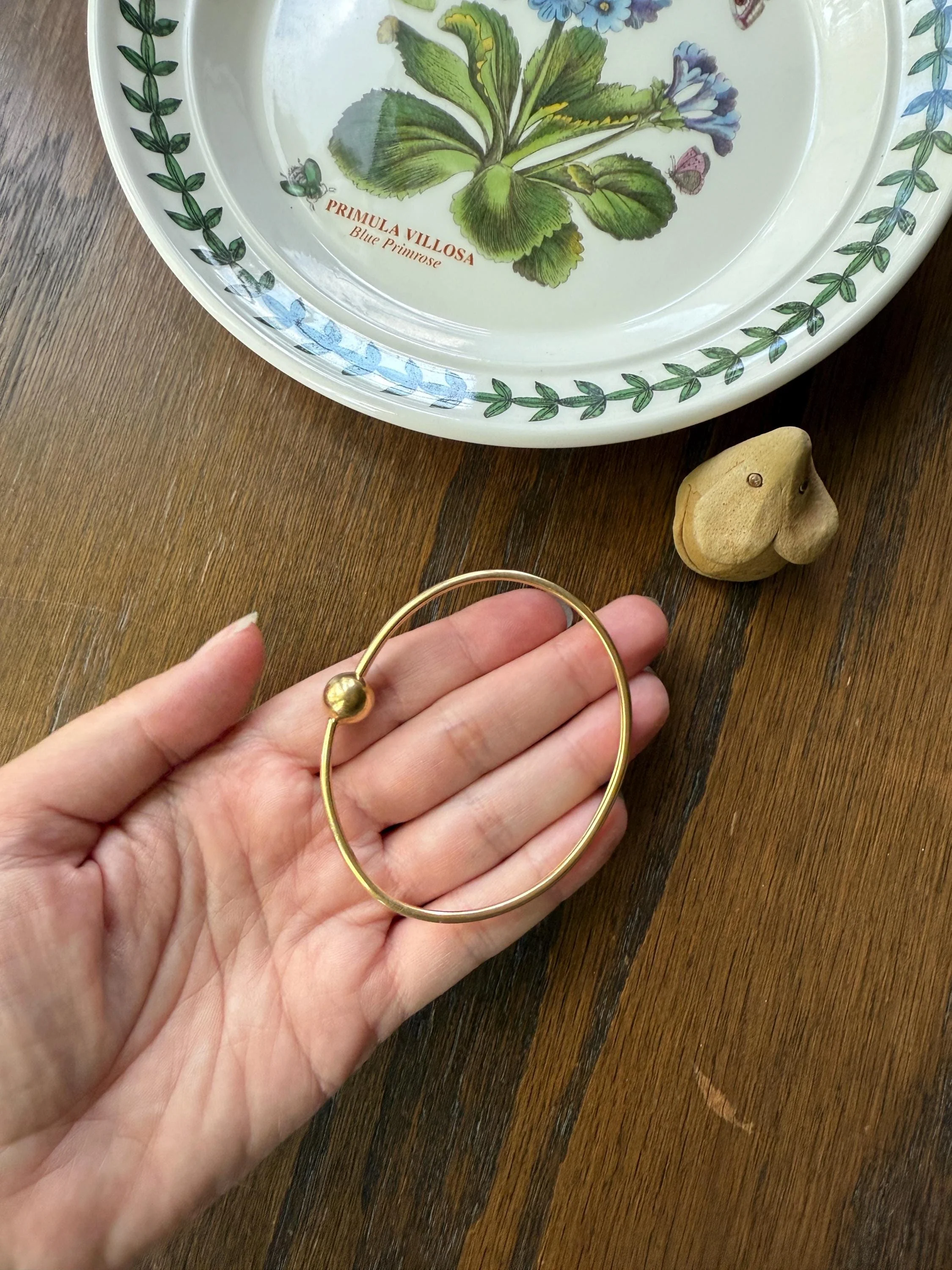 French Vintage 18k Gold BALL Rivet Sphere Tension Bangle Minimalist Wriststack Line Geometric Tube - Image 8