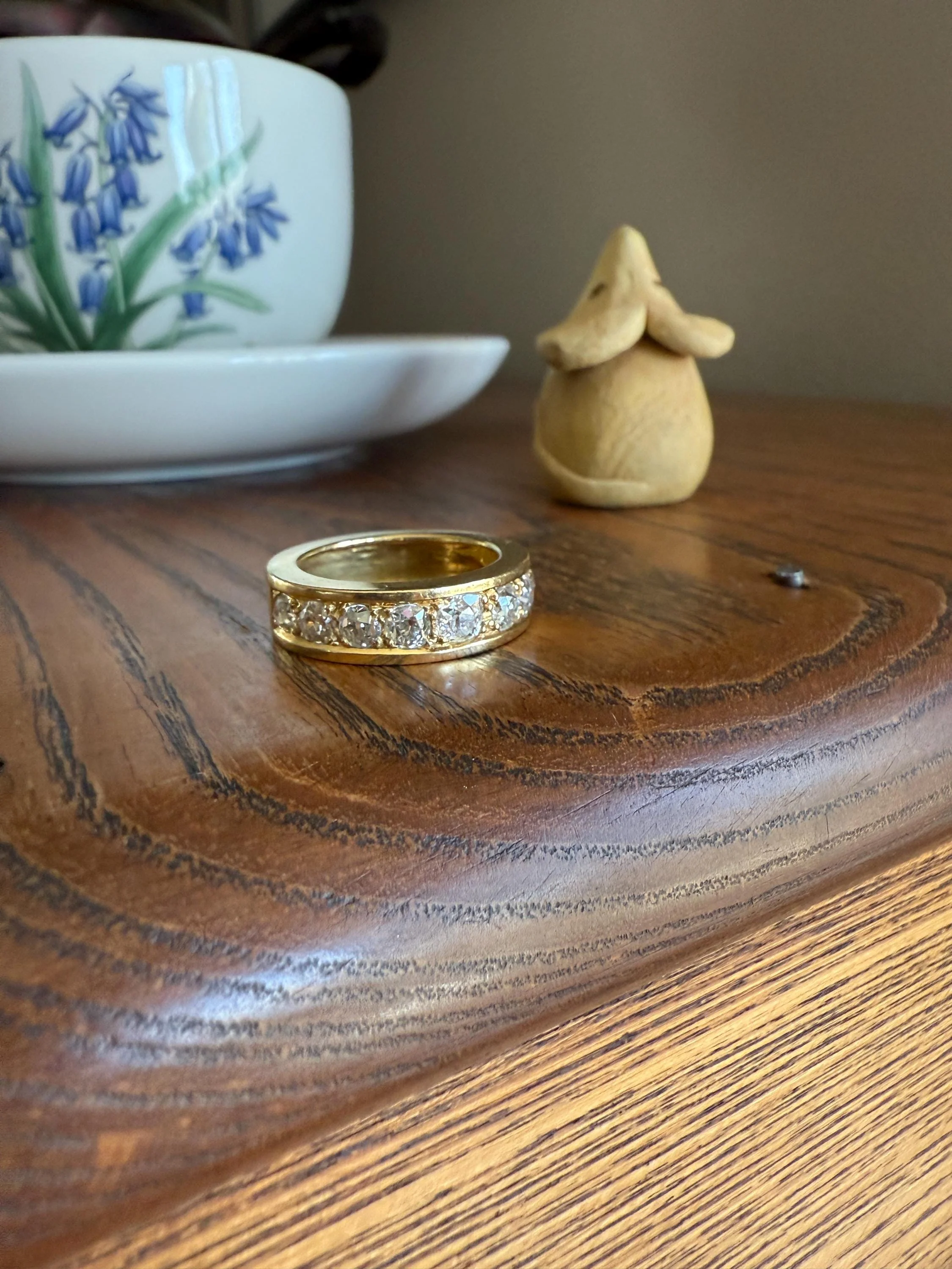 French Vintage 2 Carats Nine Stone Band Chunky Half Hoop Ring Antique Old Mine Cut DIAMOND 8.9g 18k Gold Solid Stacker Heavy Cigar 2Ctw OMC - Image 15