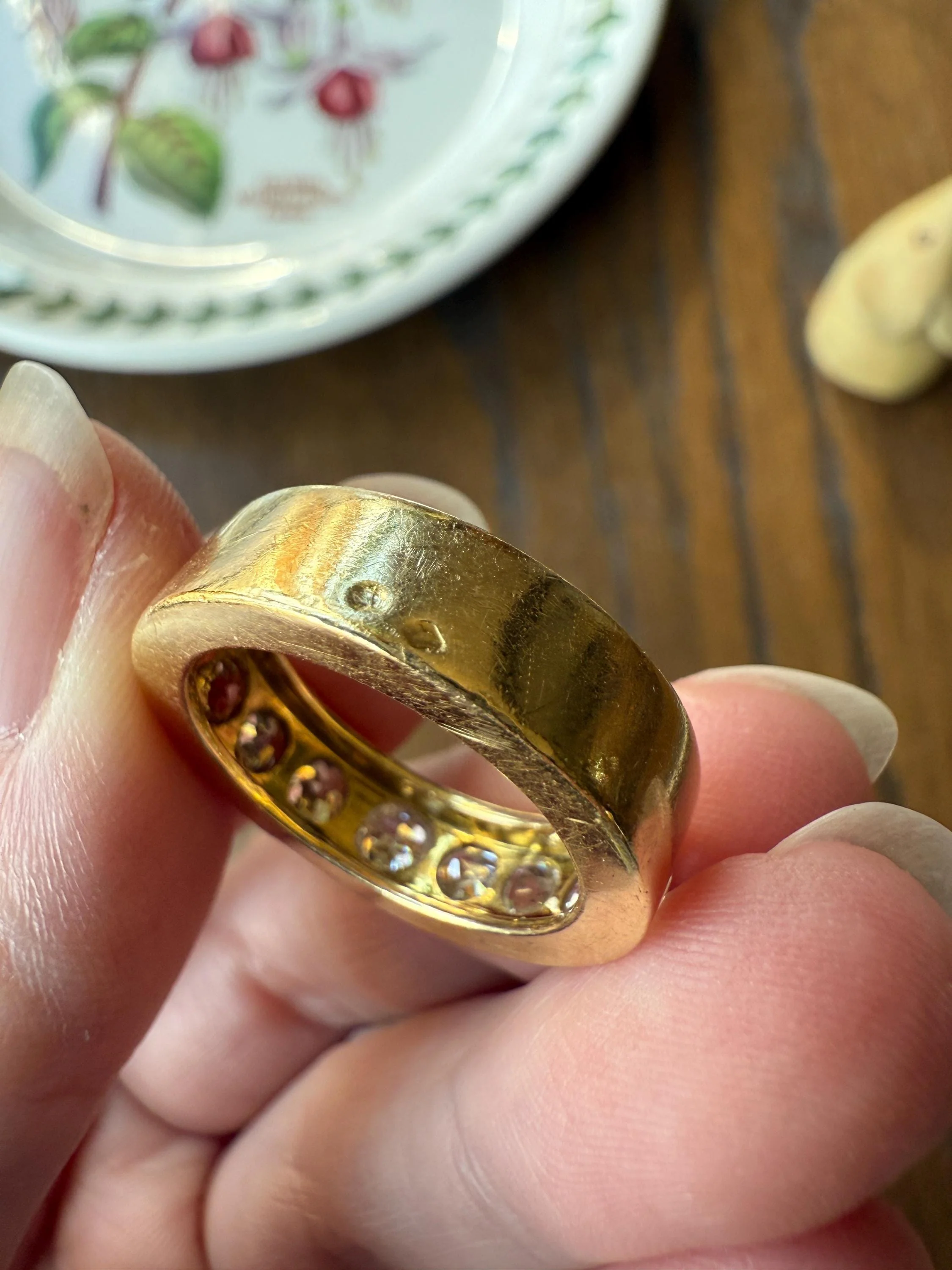 French Vintage 2 Carats Nine Stone Band Chunky Half Hoop Ring Antique Old Mine Cut DIAMOND 8.9g 18k Gold Solid Stacker Heavy Cigar 2Ctw OMC - Image 20