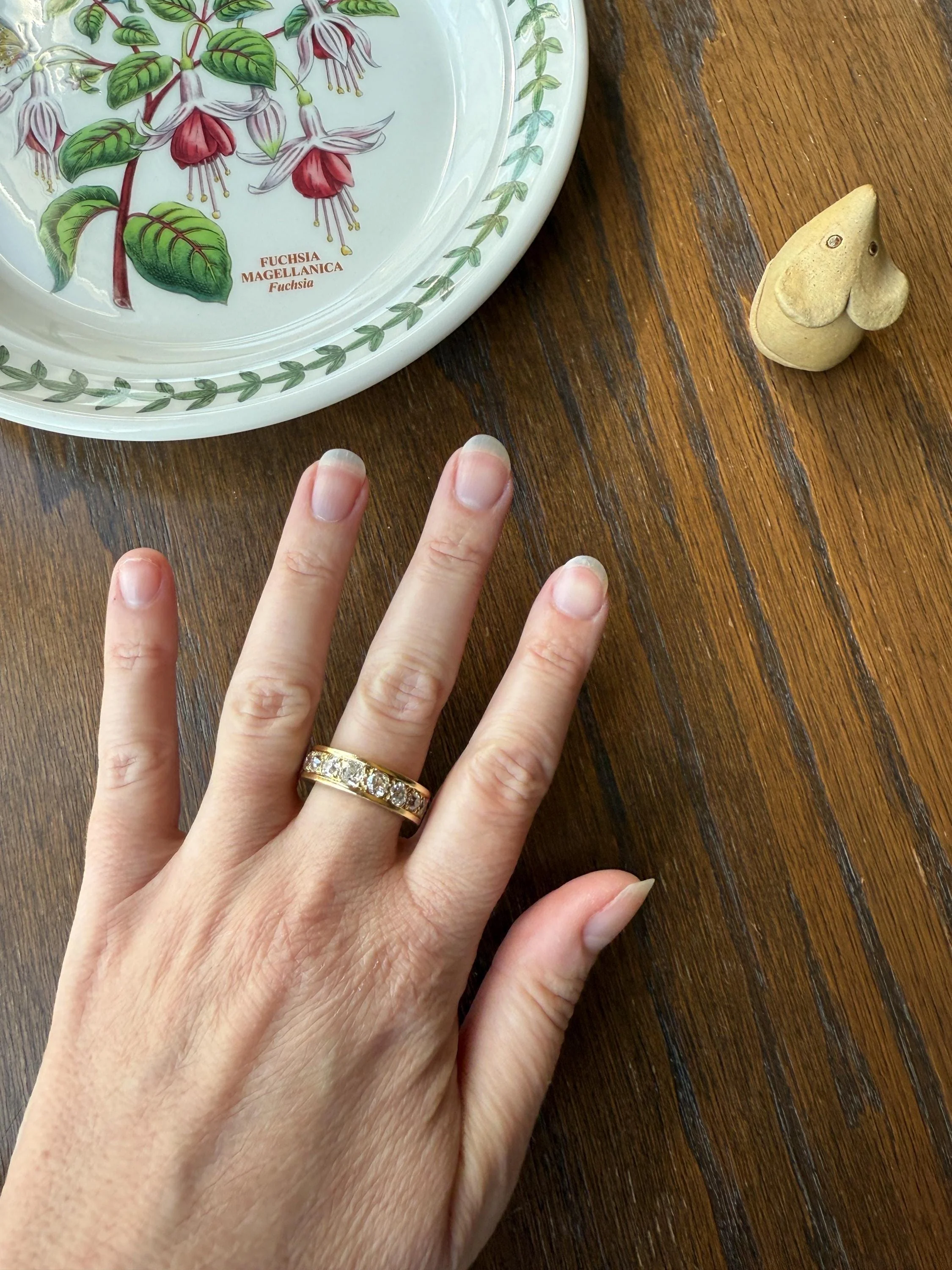 French Vintage 2 Carats Nine Stone Band Chunky Half Hoop Ring Antique Old Mine Cut DIAMOND 8.9g 18k Gold Solid Stacker Heavy Cigar 2Ctw OMC - Image 4