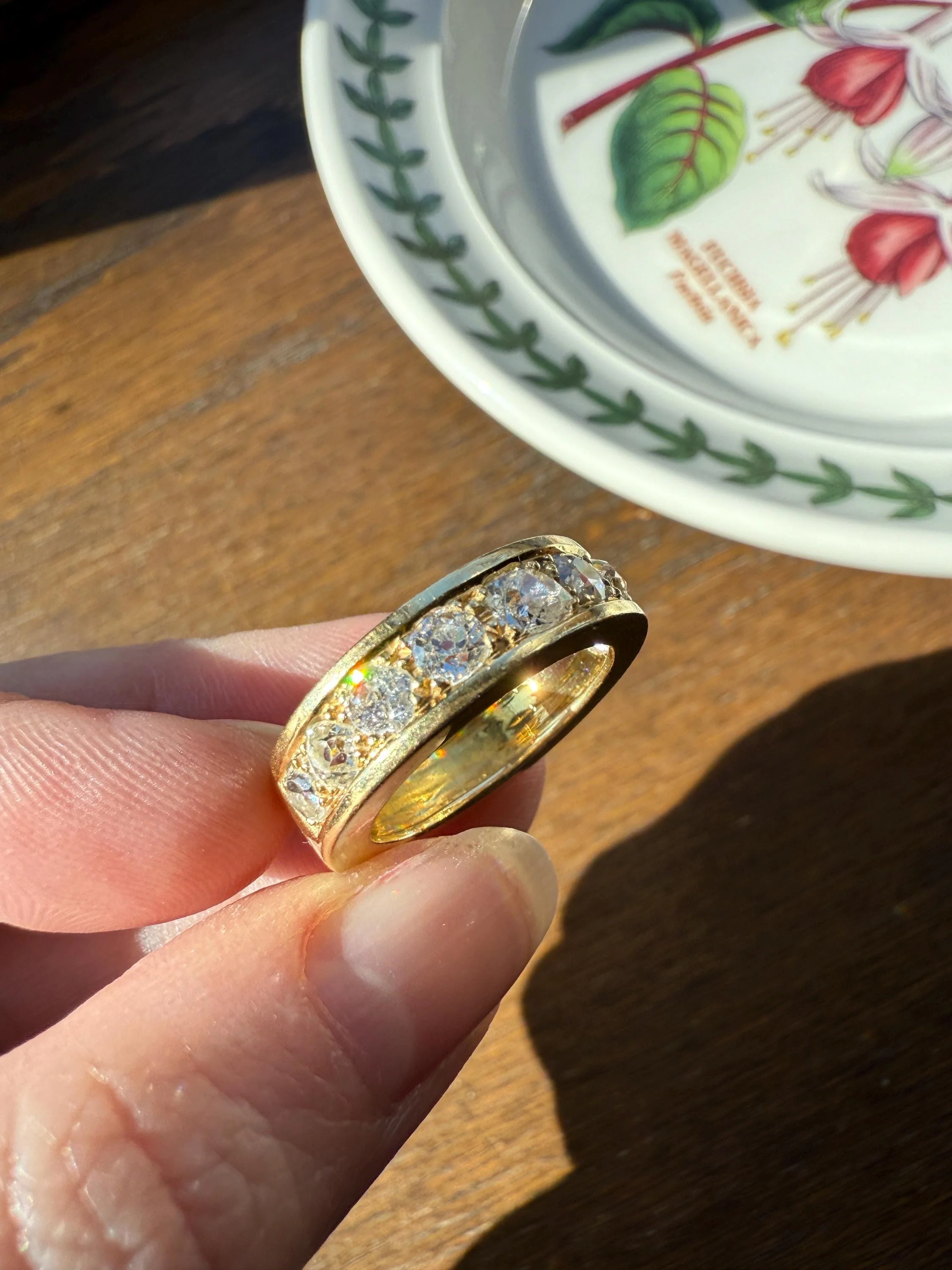 French Vintage 2 Carats Nine Stone Band Chunky Half Hoop Ring Antique Old Mine Cut DIAMOND 8.9g 18k Gold Solid Stacker Heavy Cigar 2Ctw OMC - Image 5