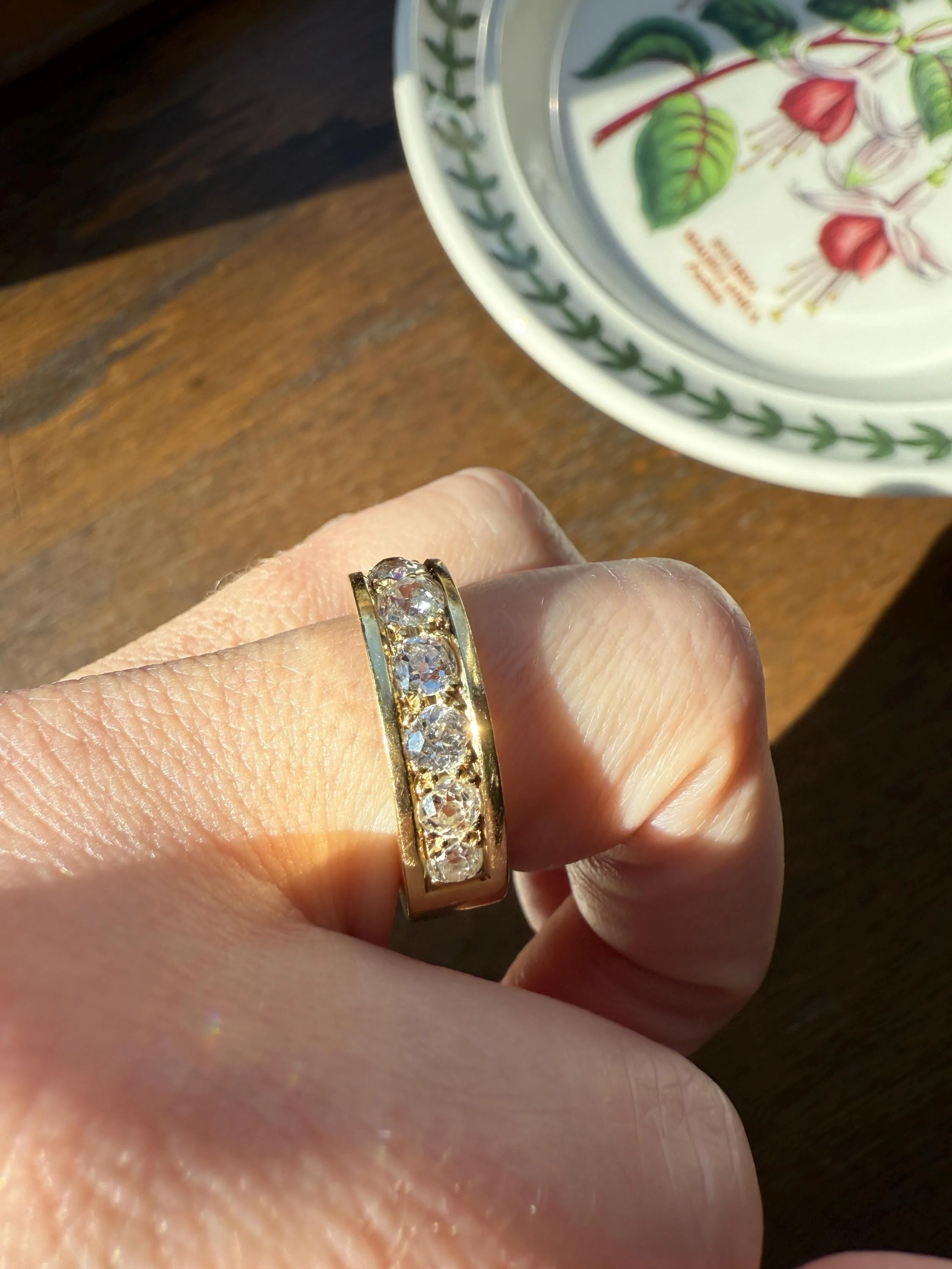 French Vintage 2 Carats Nine Stone Band Chunky Half Hoop Ring Antique Old Mine Cut DIAMOND 8.9g 18k Gold Solid Stacker Heavy Cigar 2Ctw OMC - Image 6