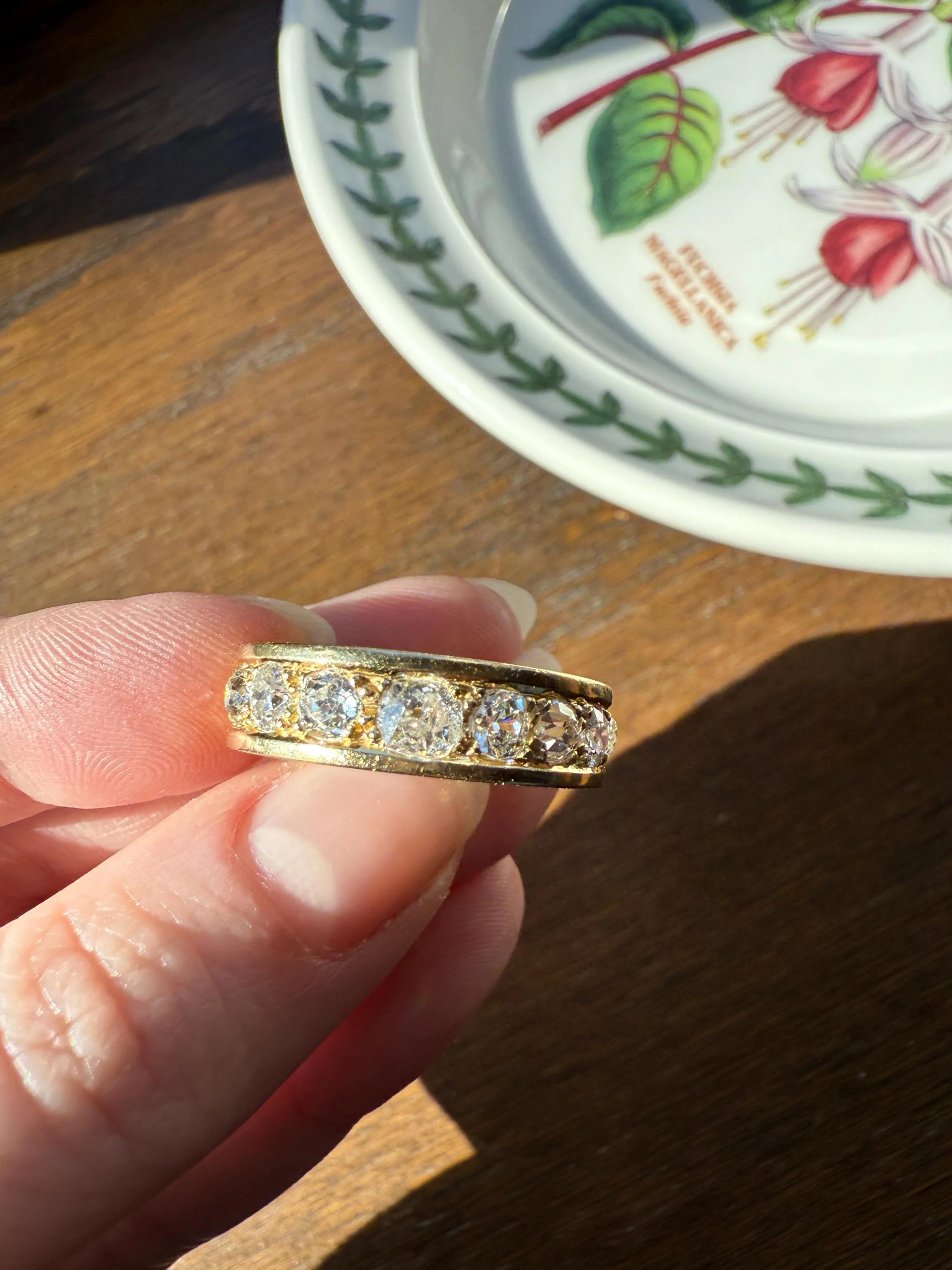 French Vintage 2 Carats Nine Stone Band Chunky Half Hoop Ring Antique Old Mine Cut DIAMOND 8.9g 18k Gold Solid Stacker Heavy Cigar 2Ctw OMC - Image 9