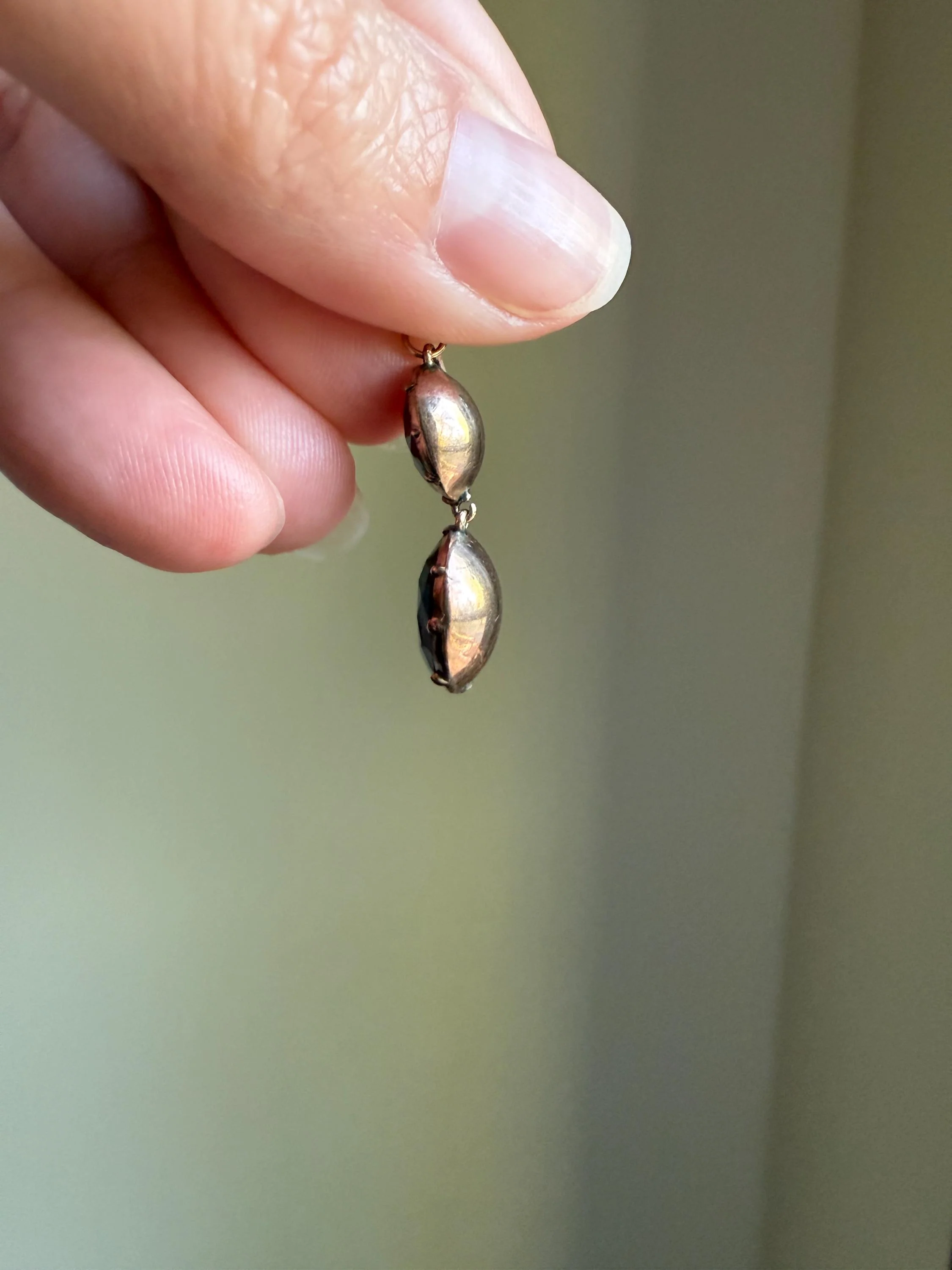 GEORGIAN Antique 10k GOLD Purple Paste Amethyst Dangle Pendant Domed Foil Backed Violet - Image 10