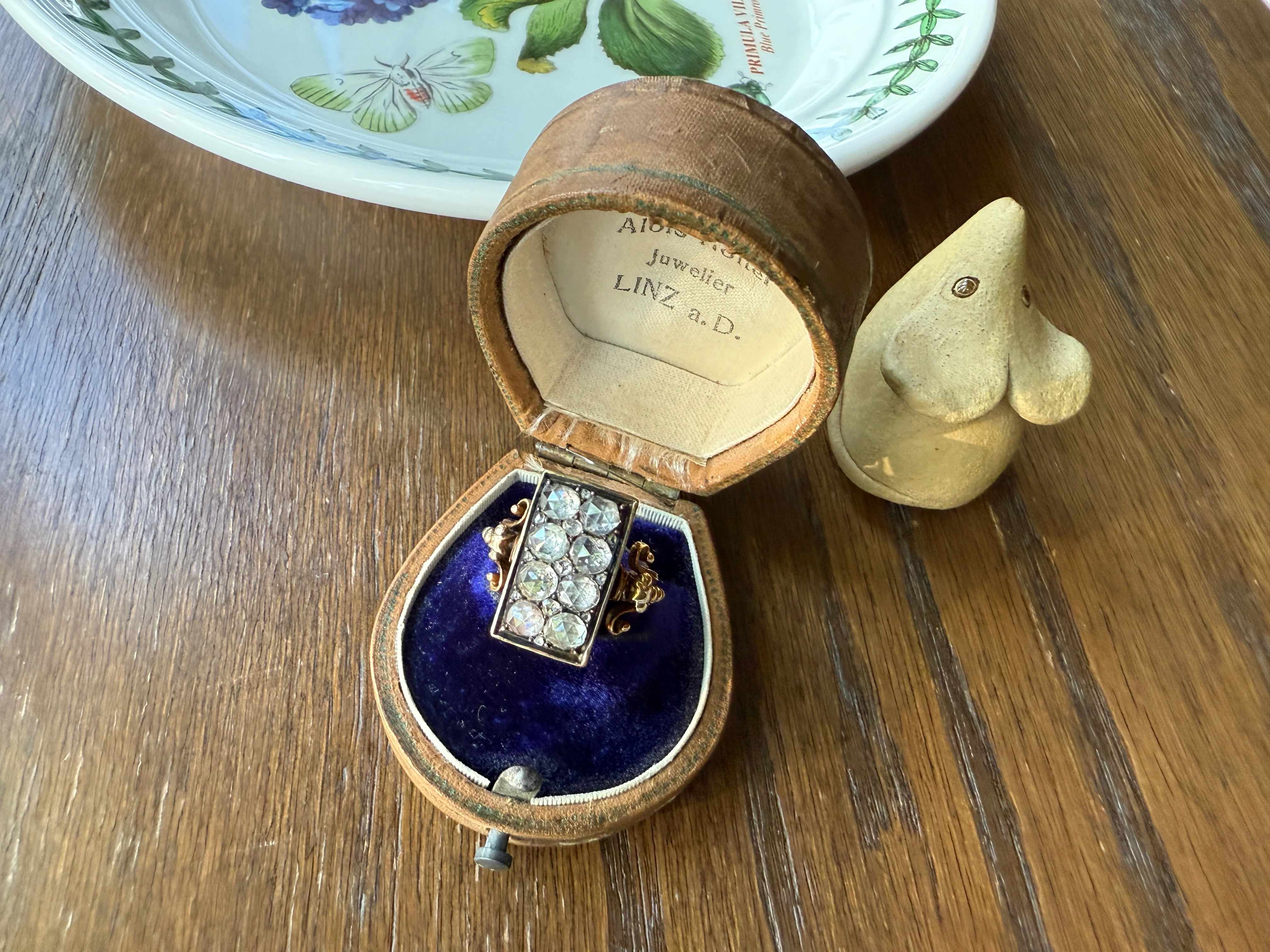 Georgian Era Antique 1 CARAT+ Rose Cut DIAMOND Disco Ball Grid Panel Lozenge Cluster Ring 18k Gold Silver Collets Stacker Gift Faces Up 2Ctw - Image 19