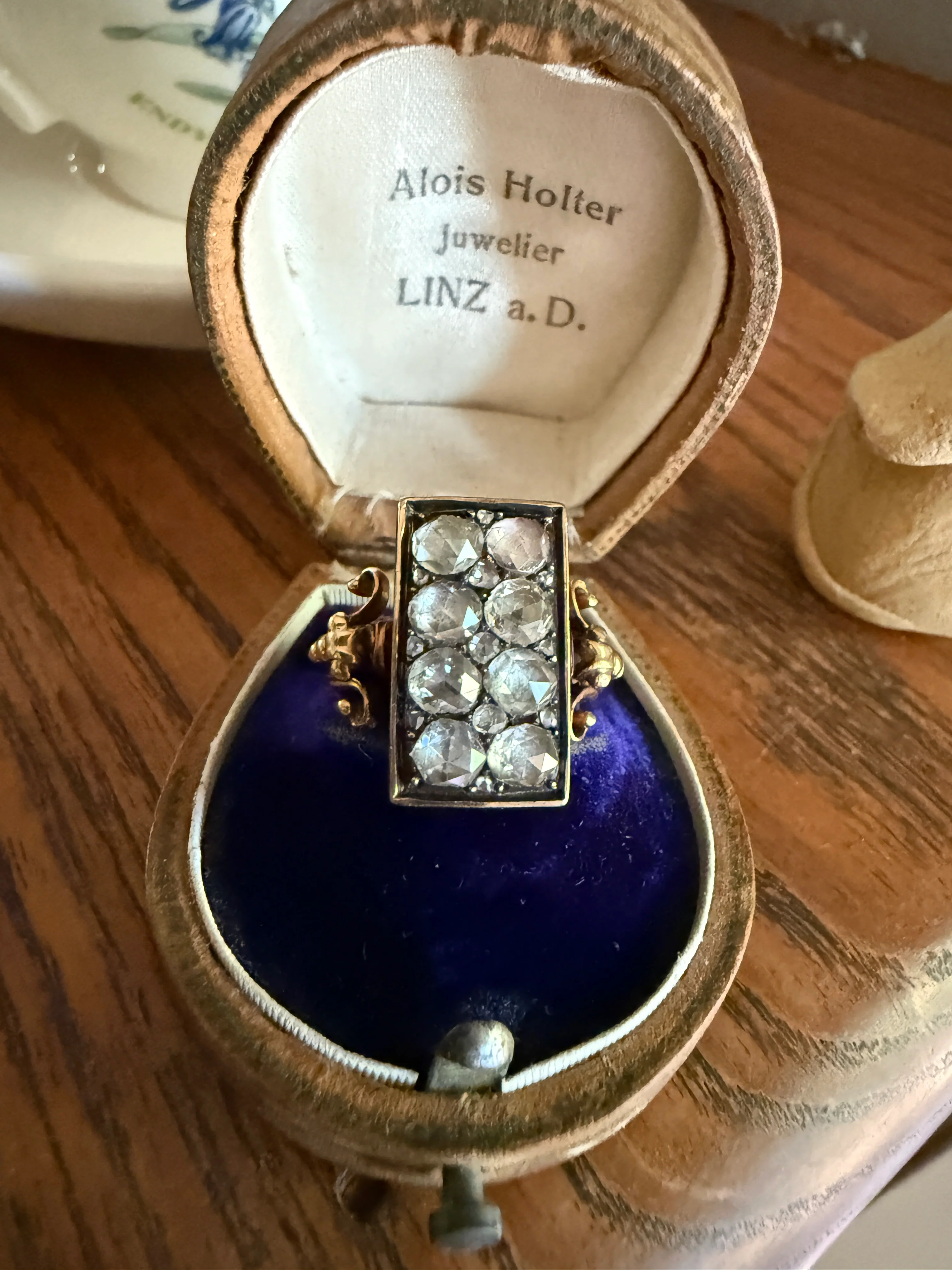 Georgian Era Antique 1 CARAT+ Rose Cut DIAMOND Disco Ball Grid Panel Lozenge Cluster Ring 18k Gold Silver Collets Stacker Gift Faces Up 2Ctw - Image 20