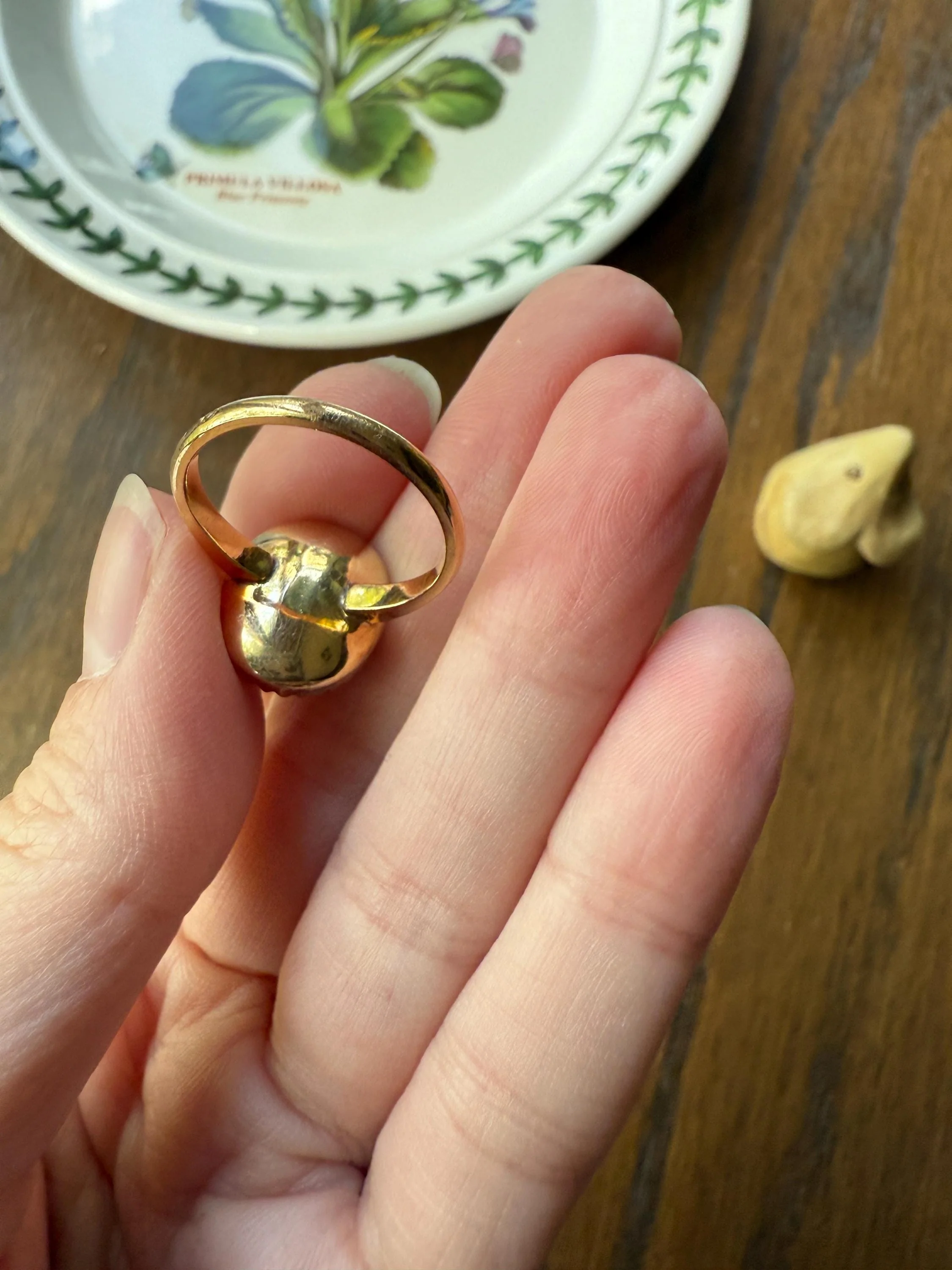 Georgian Era Antique Spanish Iberian Rose Cut Diamond Ring Oval Floral Sunburst Cupped Domed Back 18k Gold Silver - Image 10