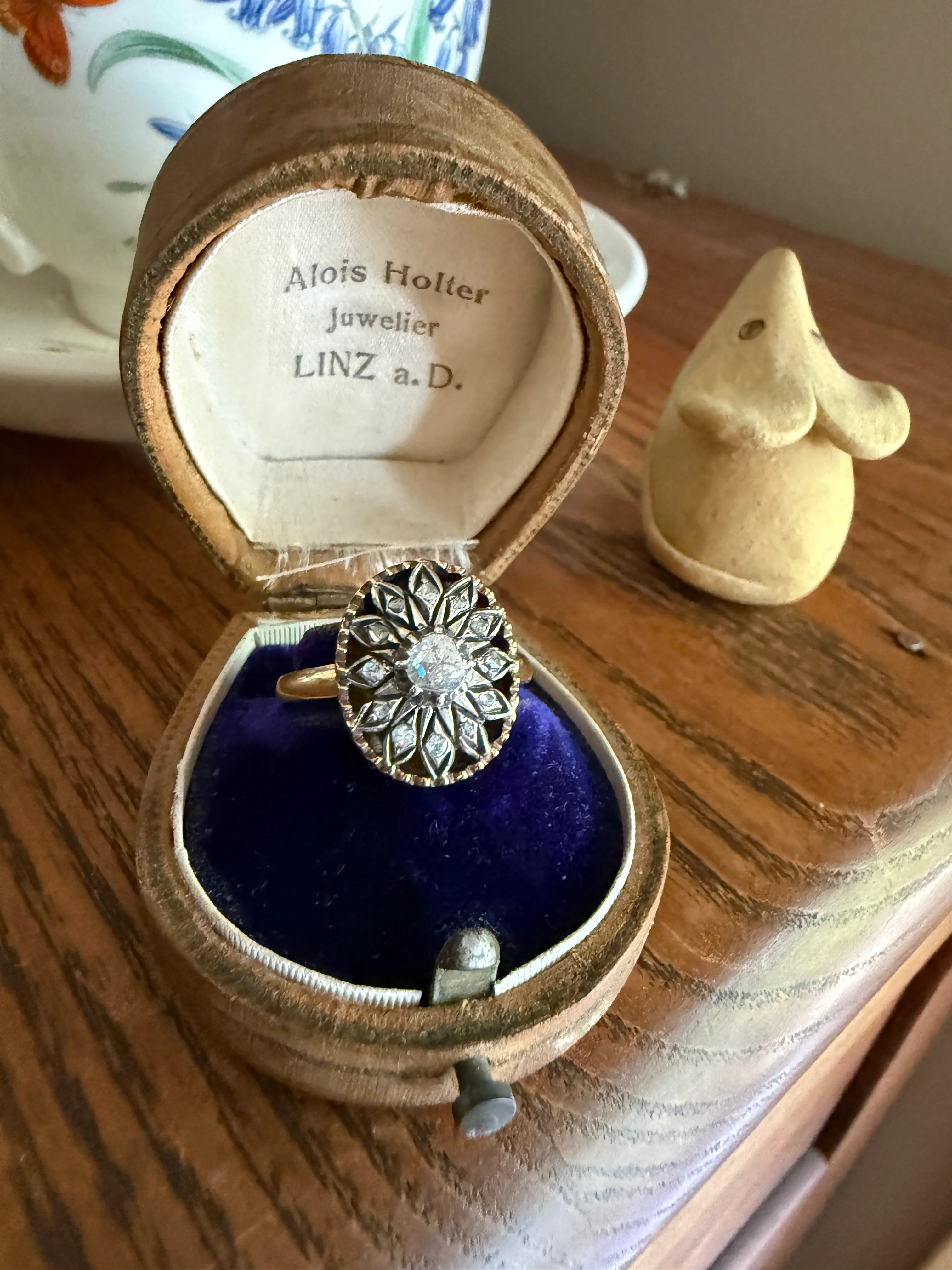 Georgian Era Antique Spanish Iberian Rose Cut Diamond Ring Oval Floral Sunburst Cupped Domed Back 18k Gold Silver - Image 16